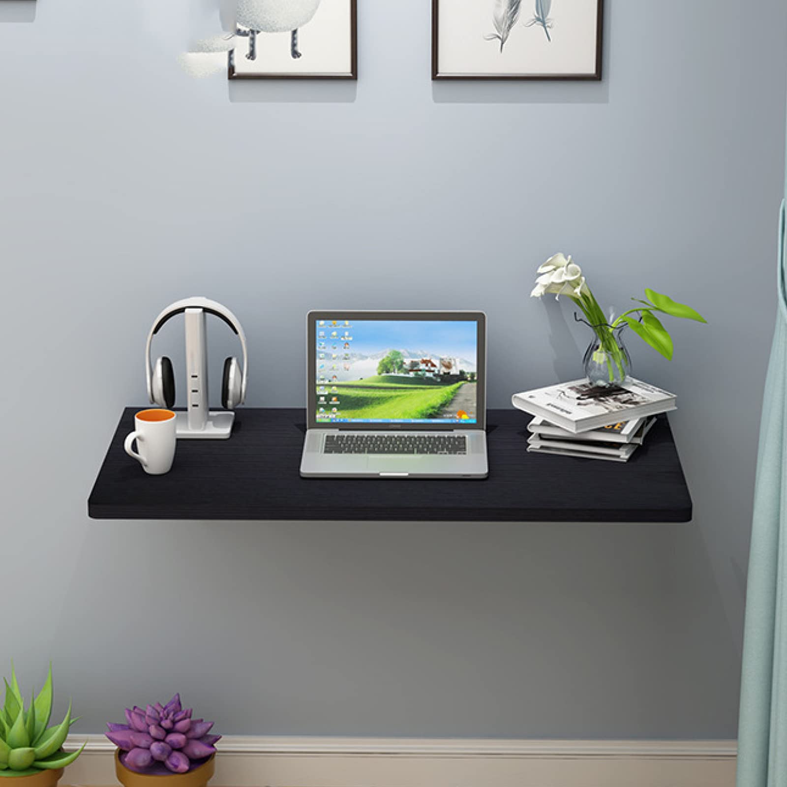 Wall Mounted Fold Down Desk - Space Saving Drop Leaf Dining Table, Small Wooden Desk for Laundry Room, Kitchen, Study, Bar (60x40cm) | Perfect for Apartments, Tiny Homes & Small Spaces