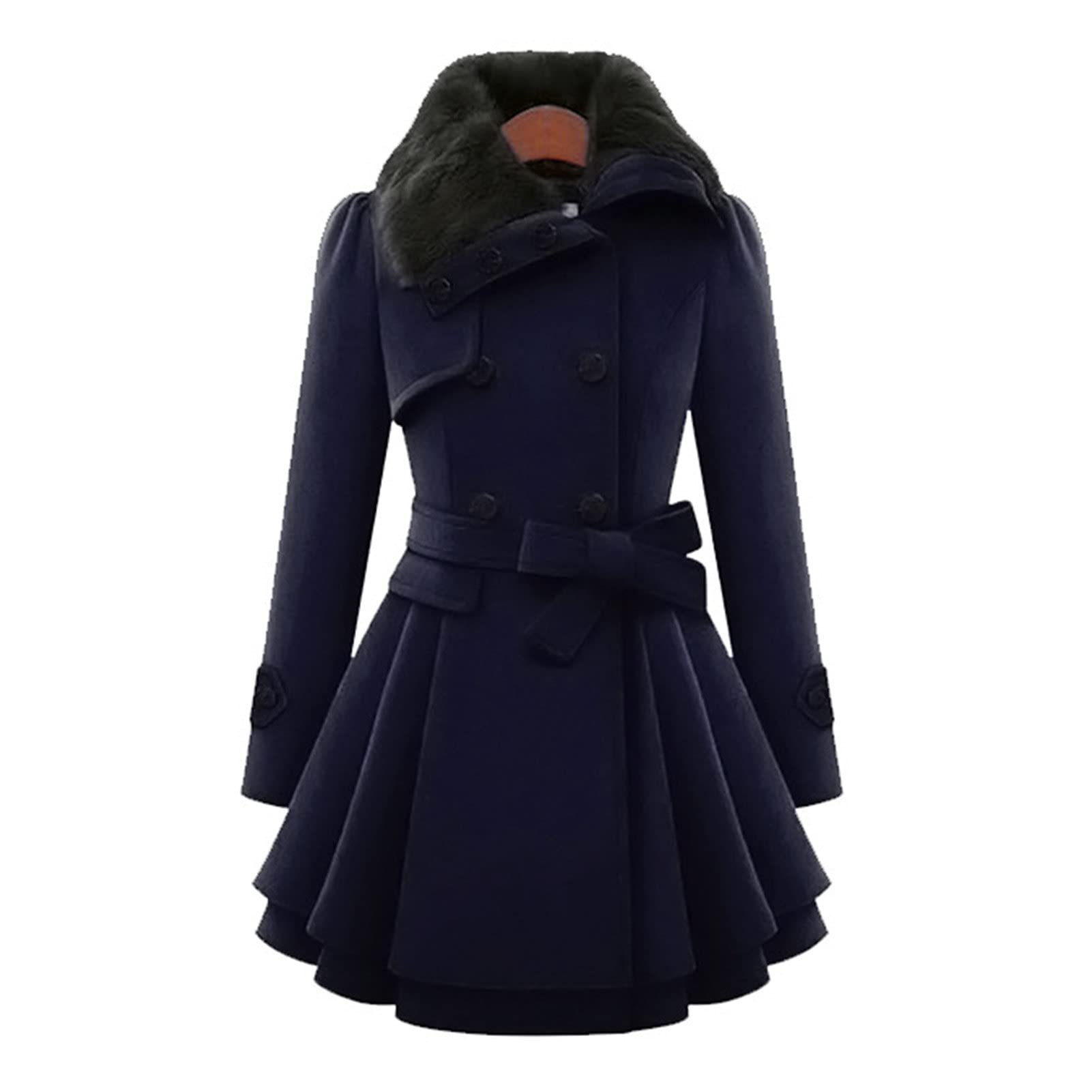 IKAXIYO Women's Double Breasted Trench Coat with Belt - Slim Lapel Overcoat for Autumn & Winter | Korean Style Office Wear, Business Casual, Dating & Travel Outfits