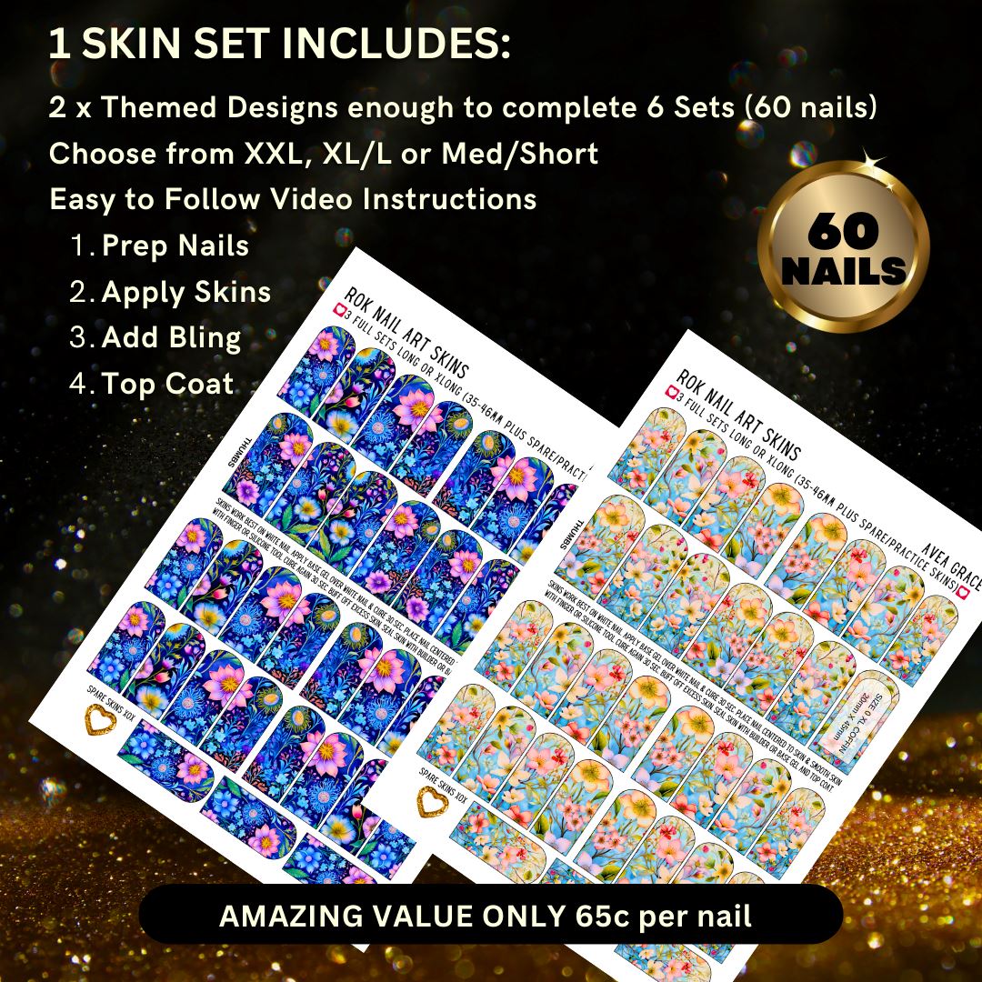 Avea Grace Nail Art Skin - Premium Nail Stickers for Women | Waterproof & Long-Lasting | Perfect for Manicures, Pedicures, and Nail Art Designs | Great for Parties, Weddings, and Everyday Wear