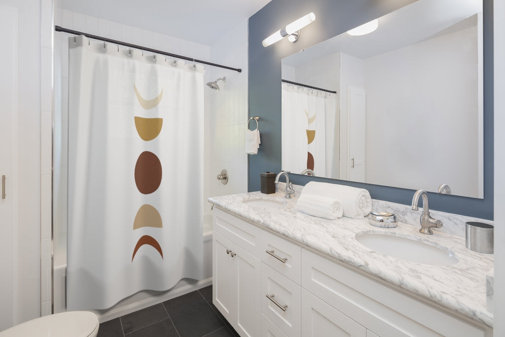 Moon Phases Shower Curtain - Waterproof Bathroom Decor with Lunar Cycle Design - Perfect for Astronomy Lovers & Boho Bathroom Themes