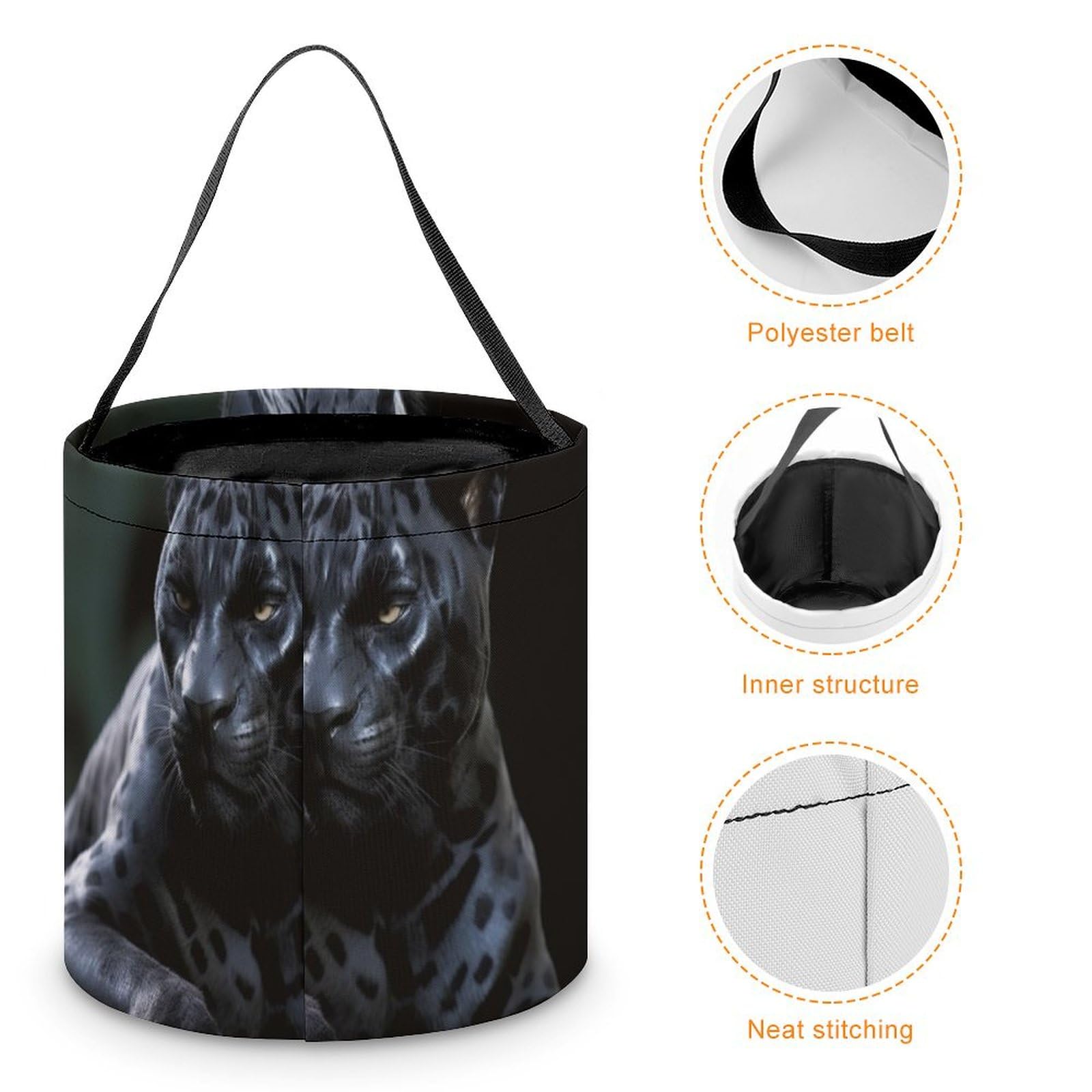 Halloween Tote Bags - Large Trick or Treat Bags for Kids & Adults, Black Panther Themed Candy Bucket for Halloween Parties & Trick-or-Treating