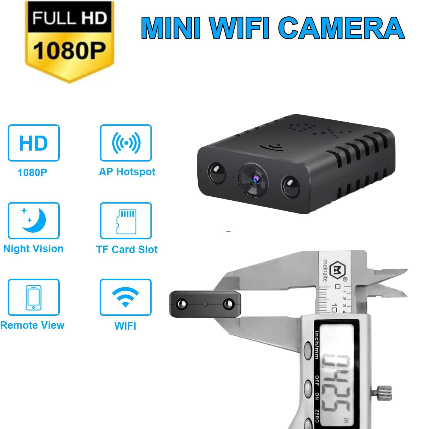 Mini Wireless WiFi Security Camera 1080P HD with Night Vision - Remote Viewing via iOS & Android - Ideal for Home, Baby Monitor, Pet Surveillance & Indoor Security