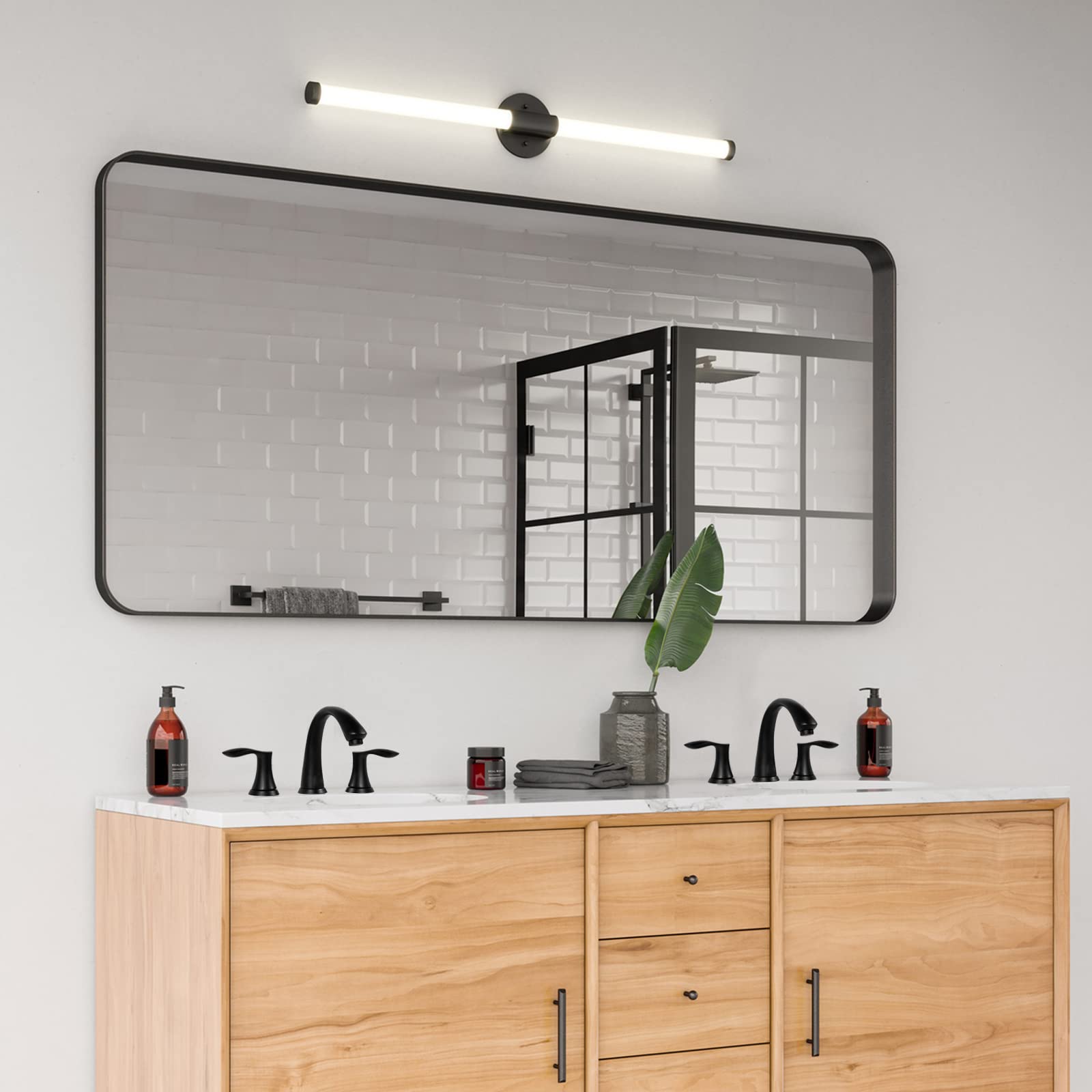 Matte Black 8 Inch Widespread Bathroom Sink Faucet - 3 Hole 2 Handle Vanity Faucet with Pop-Up Drain Assembly (Model BF405-MB) - Perfect for Modern Bathroom Renovations & Luxury Home Decor