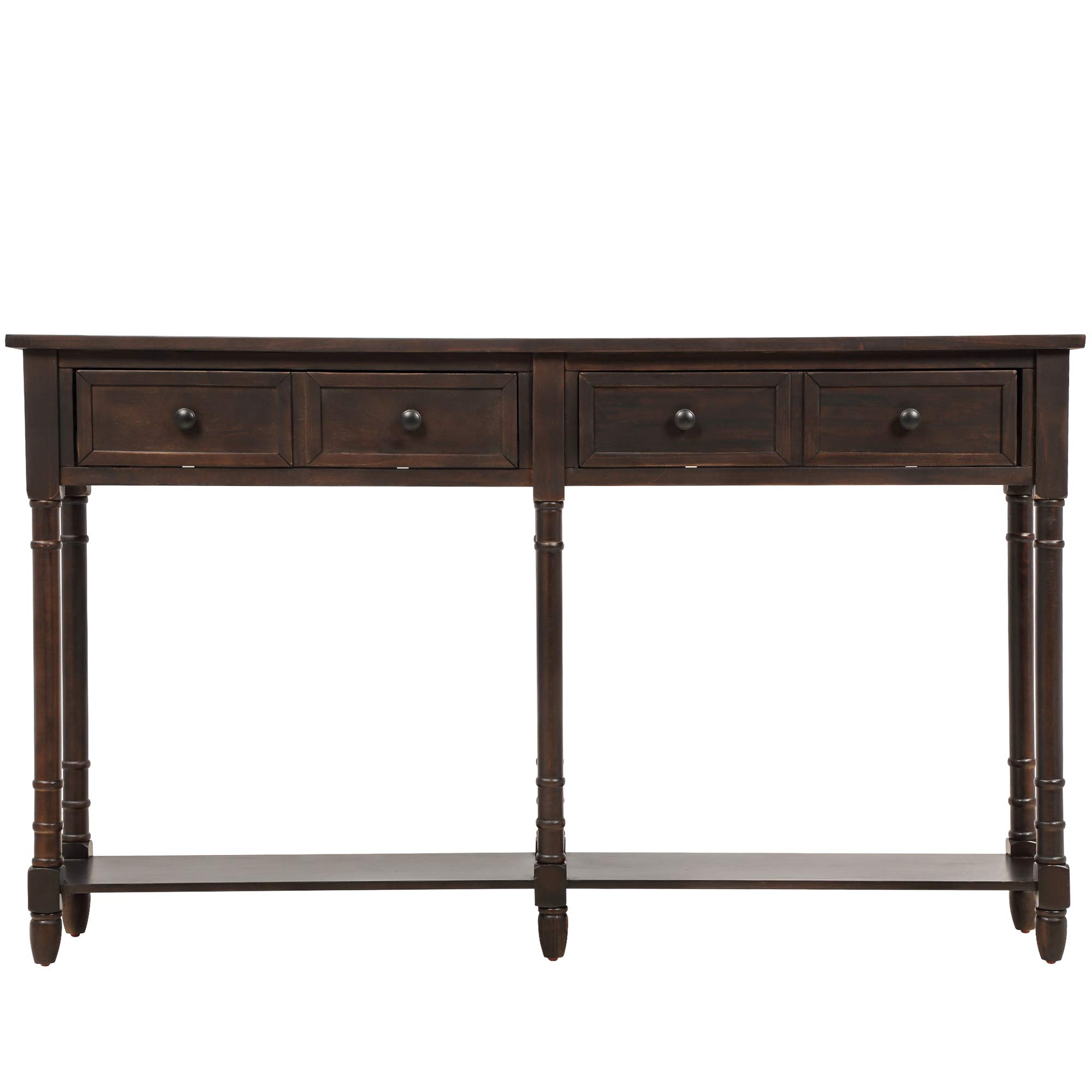 Easy Assembly Console Table Sofa Table with 2 Storage Drawers & Bottom Shelf - Espresso Finish for Living Room, Entryway, Hallway | Perfect for Home Decor, Small Space Storage & Entryway Organization
