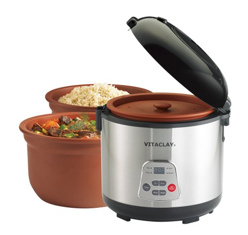 VitaClay VF7700-6 Chef Gourmet 6-Cup Rice Cooker & Slow Cooker - Perfect for Healthy Meals, Stews, and Family Dinners