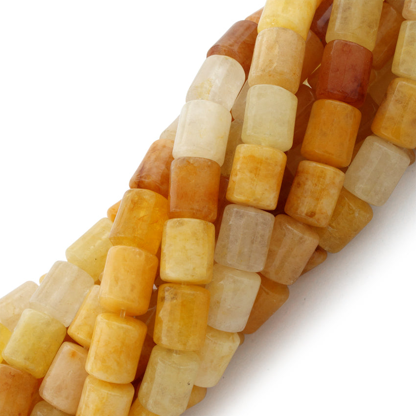 5x10mm Yellow Jade Gemstone Tube Beads for Jewelry Making, DIY Crafts, and Healing Crystals - Perfect for Necklaces, Bracelets, and Spiritual Decor