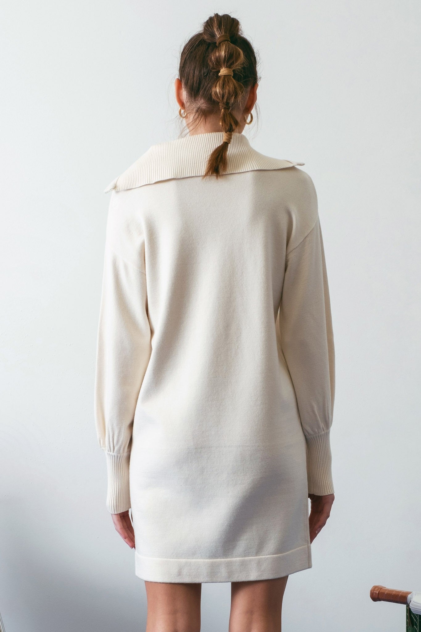 Beige Knit Half Zip Mini Dress for Women - Cozy Casual Pullover Sweater Dress for Fall & Winter - Perfect for Layering, Office Wear, and Weekend Outings