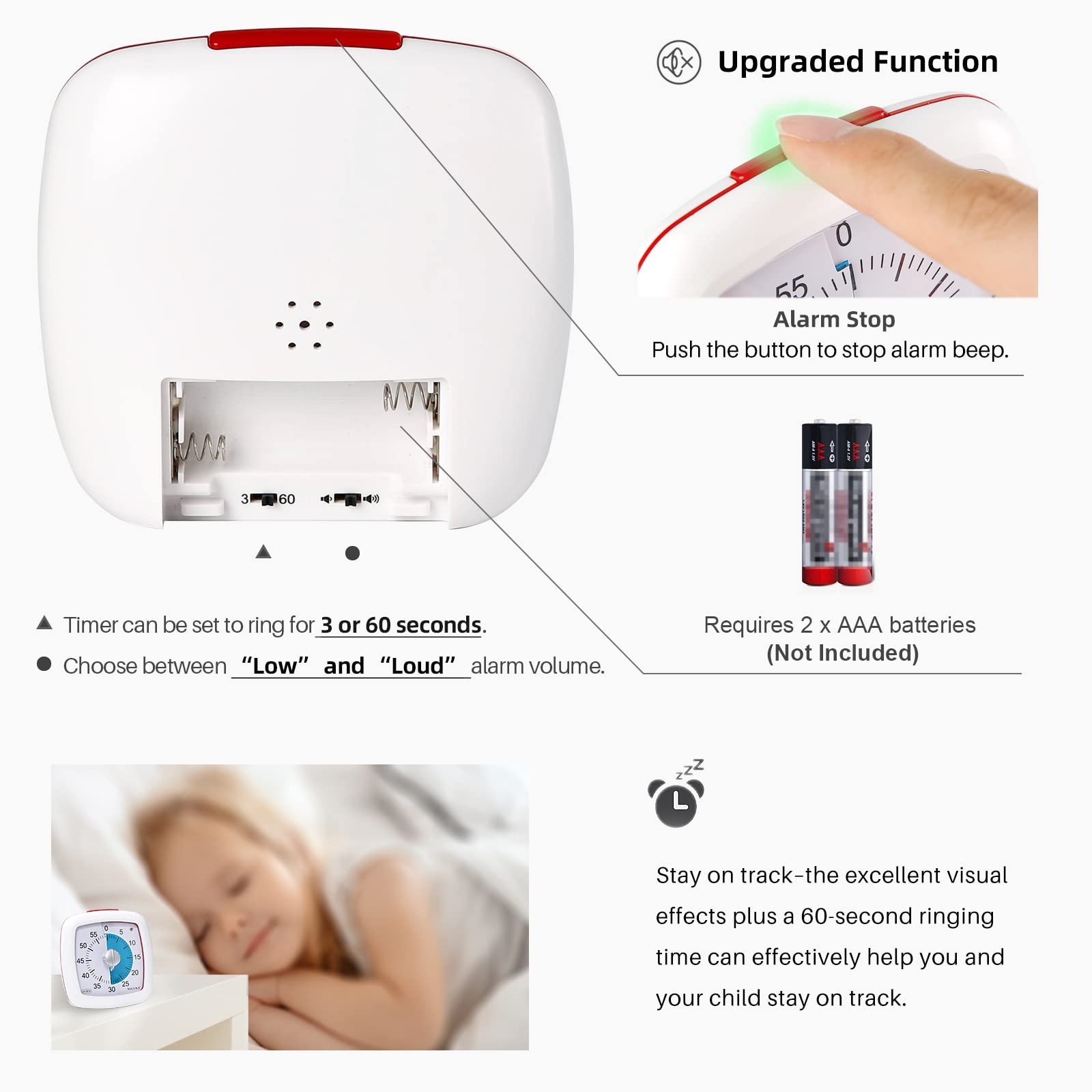 Secura 60-Minute Visual Timer with Silent Countdown - Study Timer for Kids & Adults, Classroom Time Management Tool, Kitchen Timer for Cooking - Blue & White (Perfect for Homework, Teaching, and Productivity)