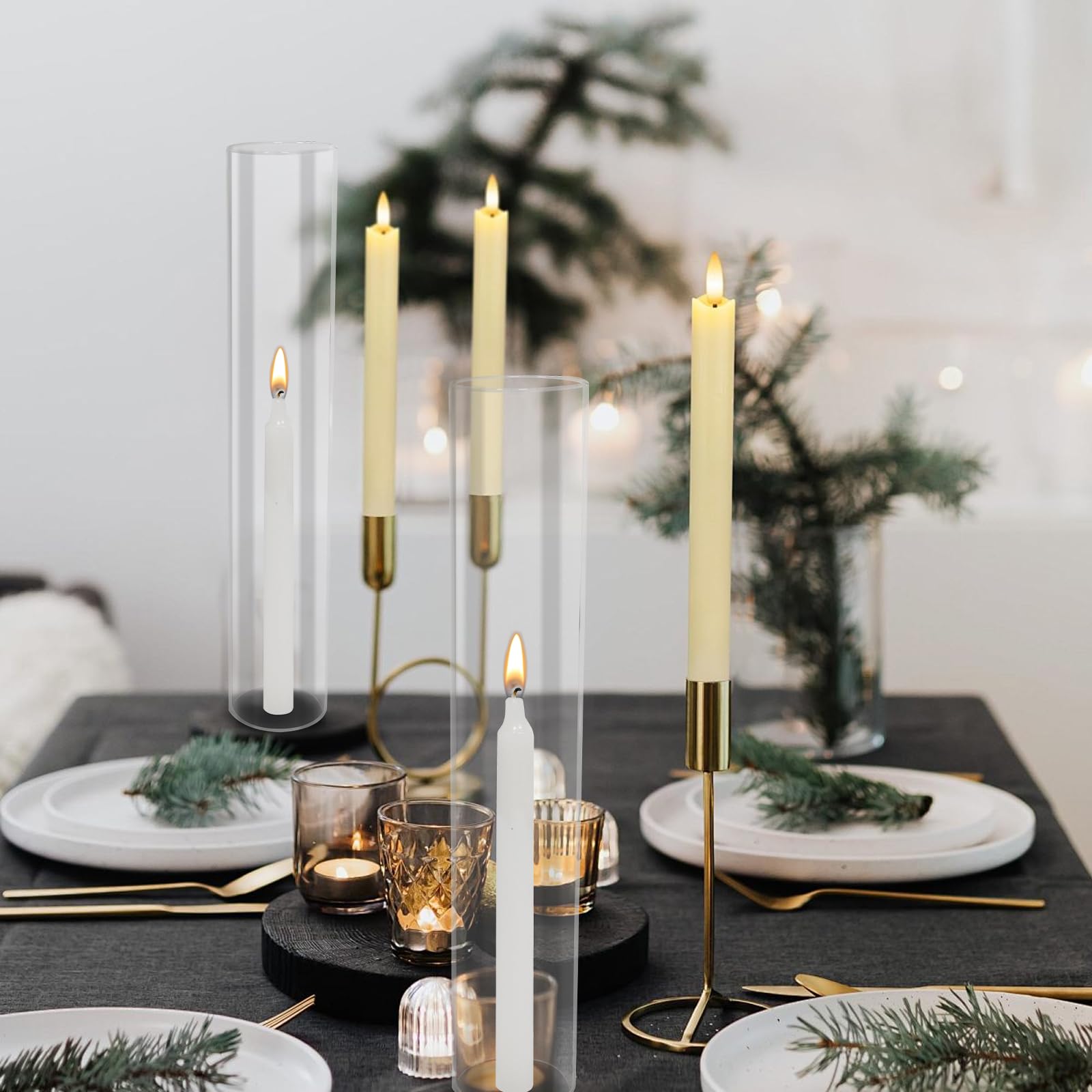 25 Pcs Clear Glass Hurricane Candle Holders - 2.5