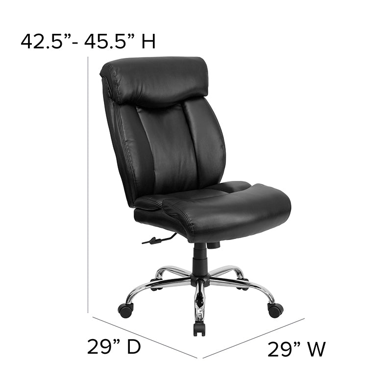 FLASH HERCULES Series Big & Tall 400 lb. Capacity Black Fabric Executive Ergonomic Office Chair with Chrome Base - Perfect for Home Office, Gaming, and Heavy-Duty Workspaces