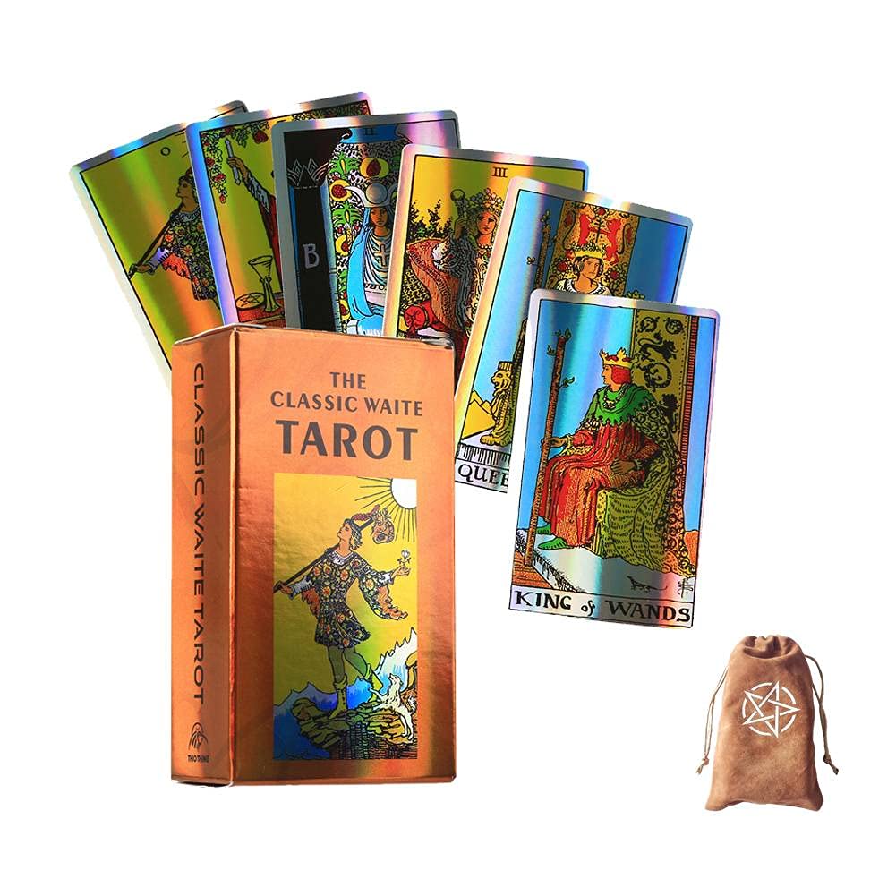 Rider Waite Tarot Cards with Laser Cut Edges & Velvet Storage Bag - Perfect for Divination, Meditation, and Gift Giving