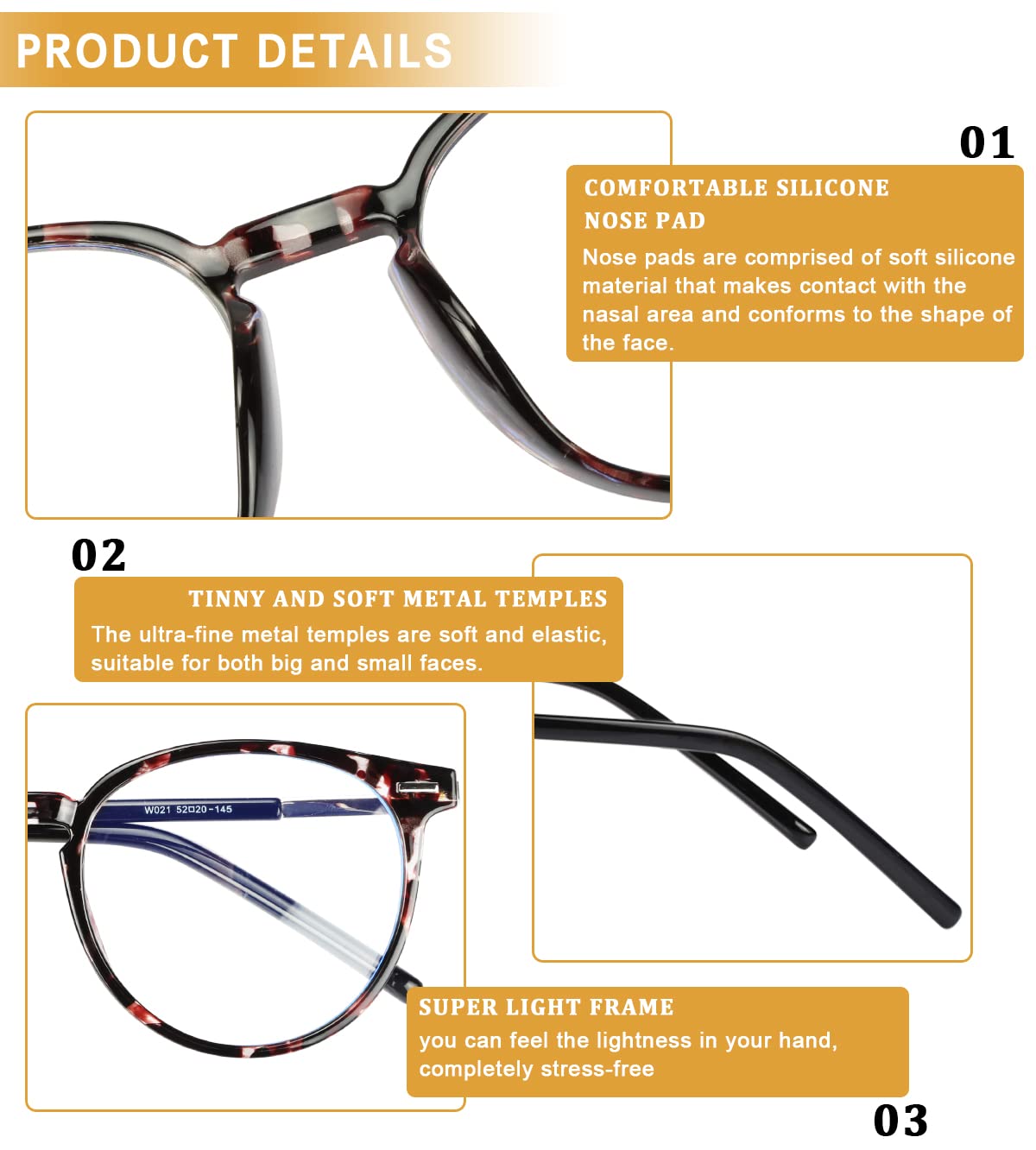 DUCO Retro Blue Light Blocking Glasses for Women & Men - Computer & Gaming Use