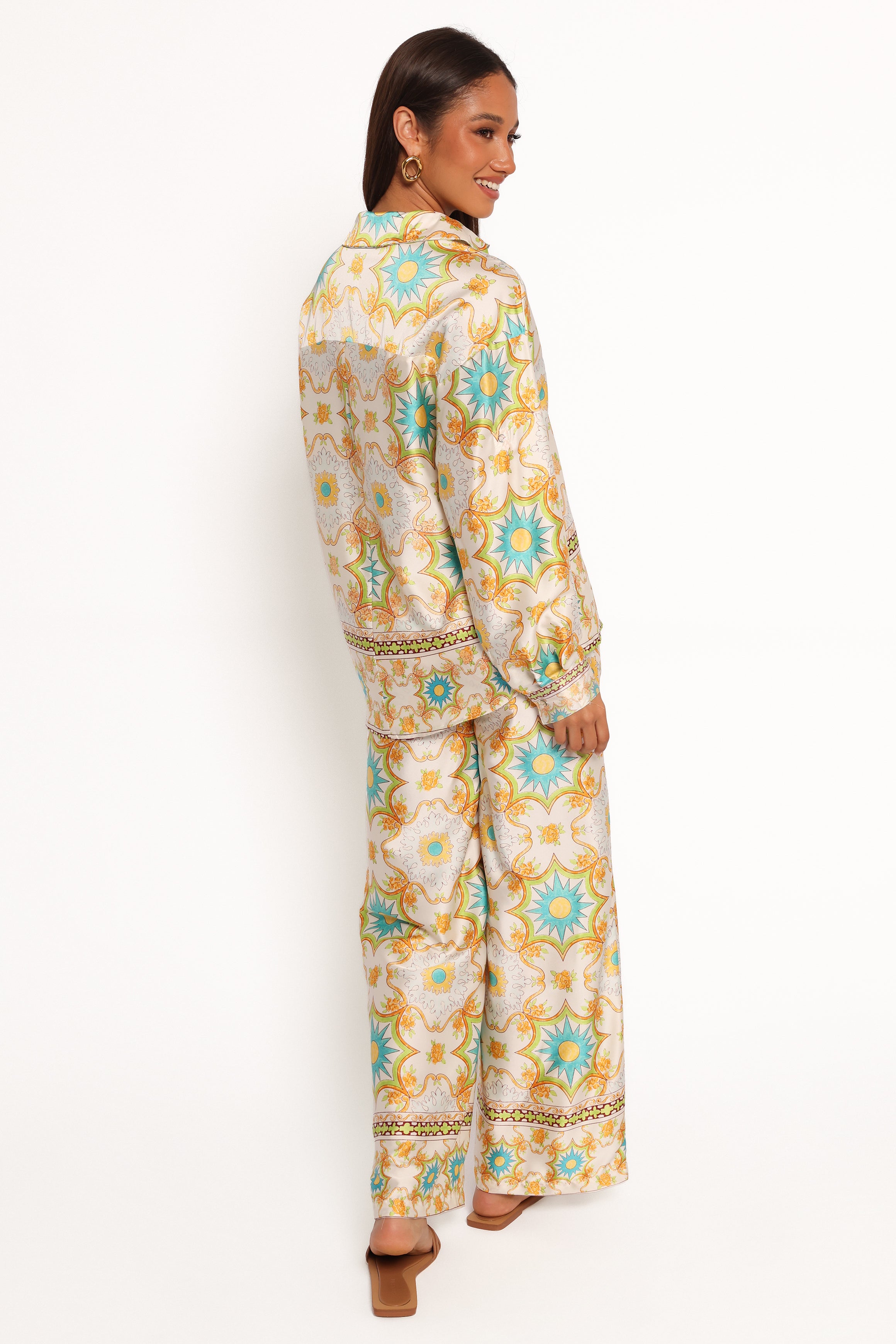 Gretel Pant - White Multi Color Women's Casual Pants for Everyday Wear & Lounge