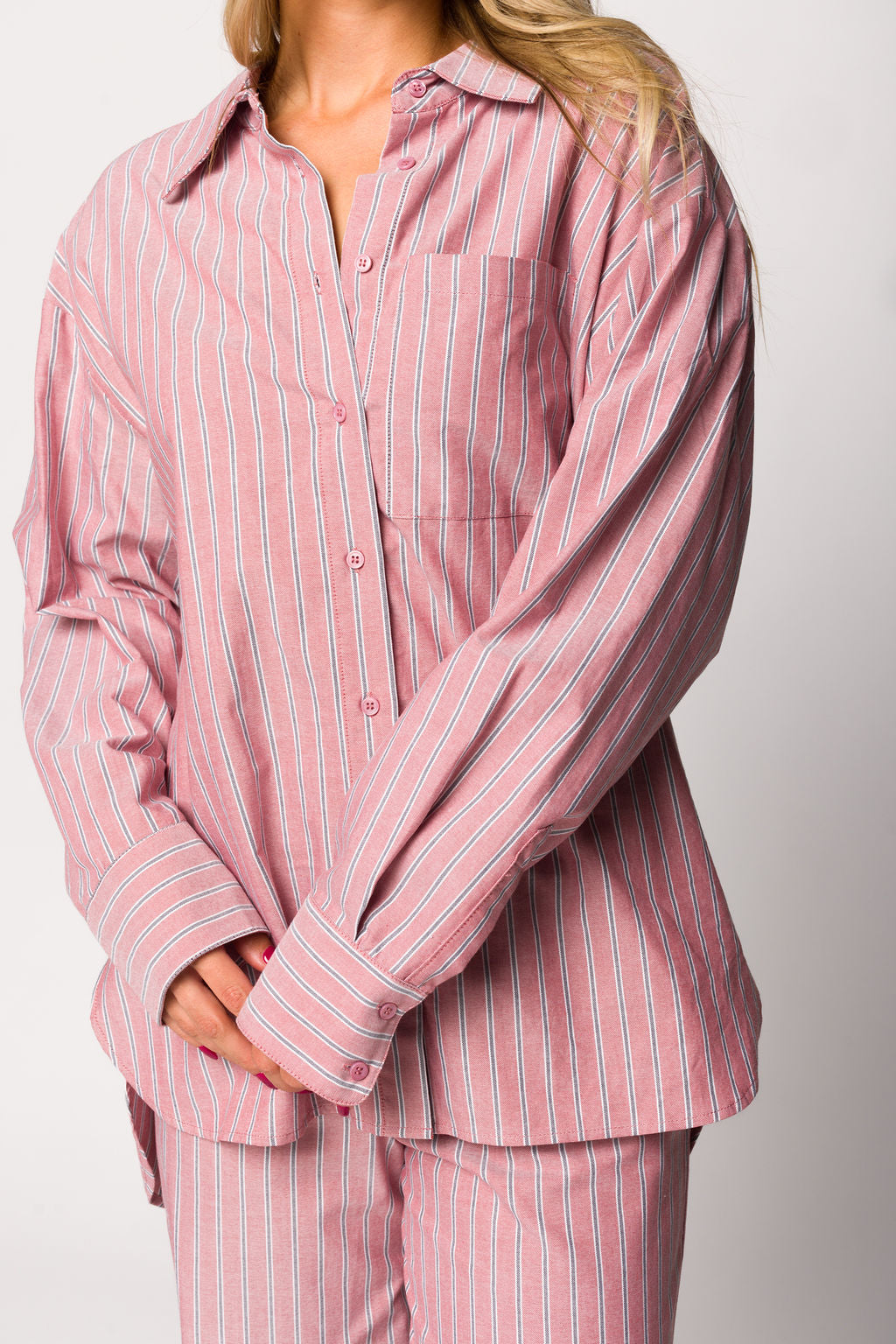 Ex Boyfriend Shirt in Nantucket Stripe - Comfortable Nursing Friendly Button Down Top for Maternity & Casual Wear