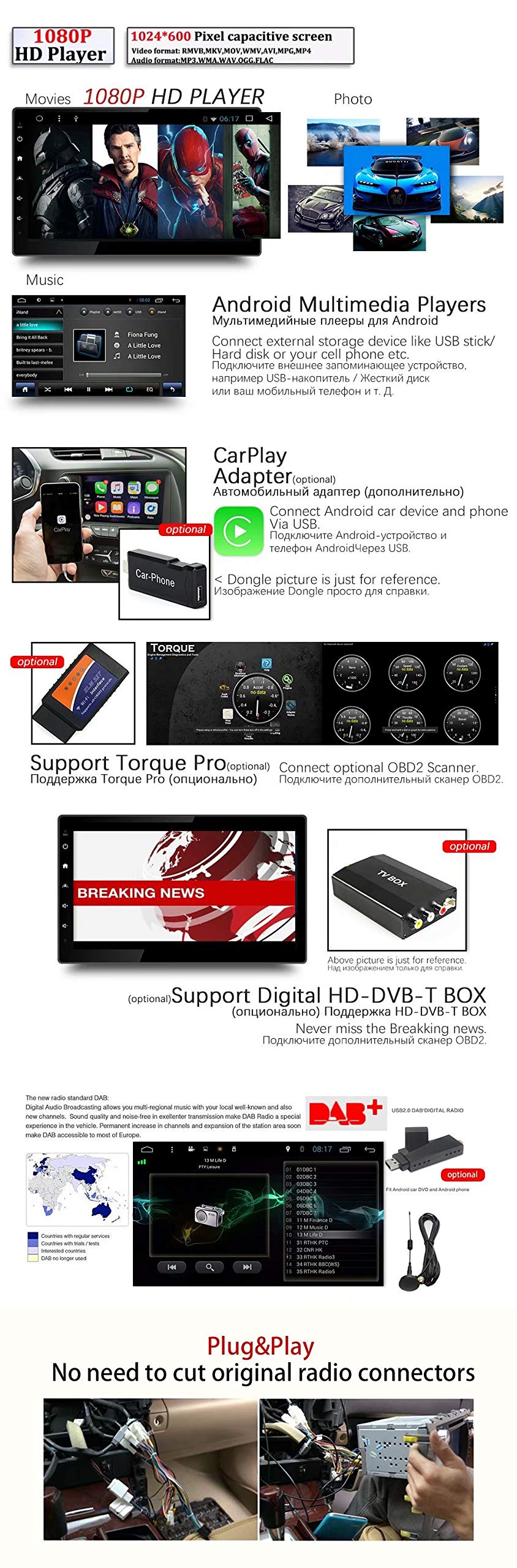 TOPNAVI 10.1 Inch Android 7.1 Car Stereo GPS Navigation System for Hyundai Elantra 2011-2016 - Quad Core, 32GB ROM, WiFi, 3G, RDS, Mirror Link, Bluetooth - Perfect for Road Trips & Daily Commuting