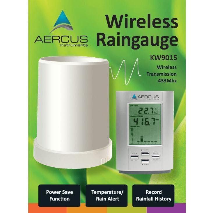 Aercus Instruments Wireless Professional Rain Gauge with Indoor/Outdoor Temperature Sensor - Accurate Weather Monitoring for Home, Garden & Agriculture Use