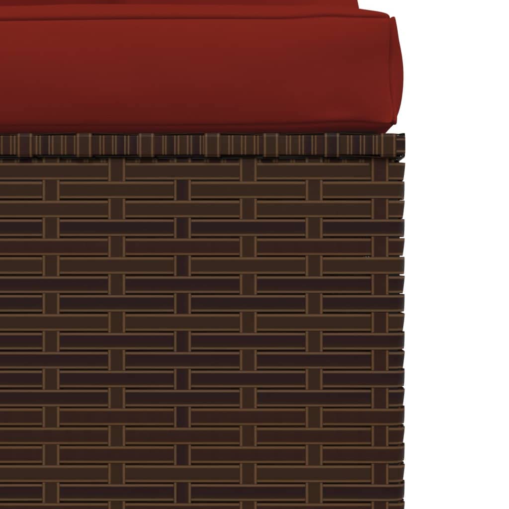4-Seater Patio Sofa Set with Cushions - PE Rattan & Steel Frame Outdoor Furniture - Weather-Resistant Brown & Cinnamon Red Sofa for Garden, Deck, Poolside or Backyard Relaxation
