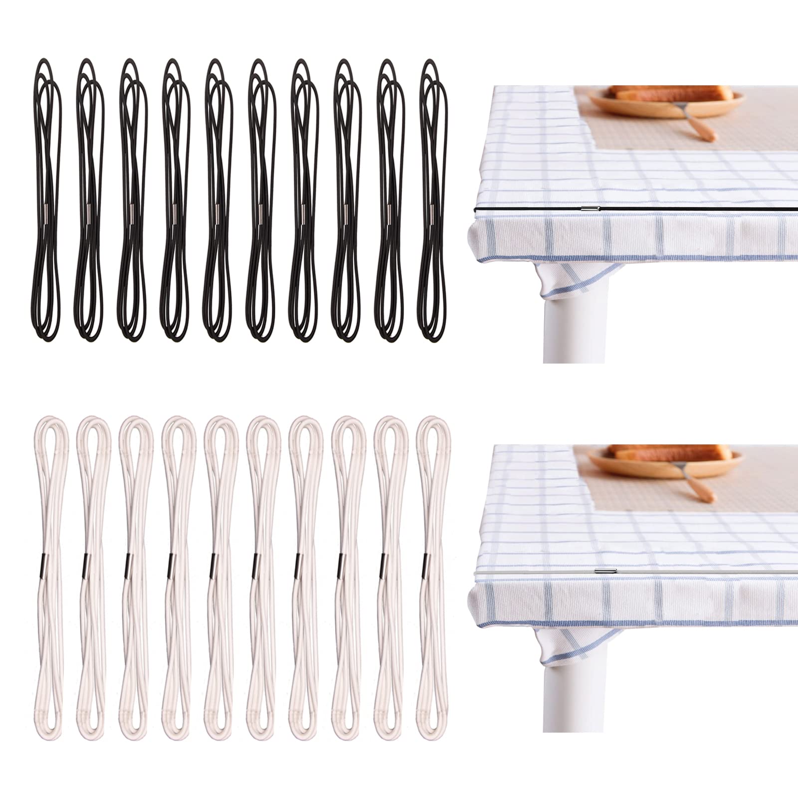 20Pcs Bungee Grips Elastic Tablecloth Straps - Secure Tablecloths for Outdoor, Kitchen, Picnic, Camping, Wedding & Party Use - Heavy Duty Table Bungee Bands for Windproof Dining Setup