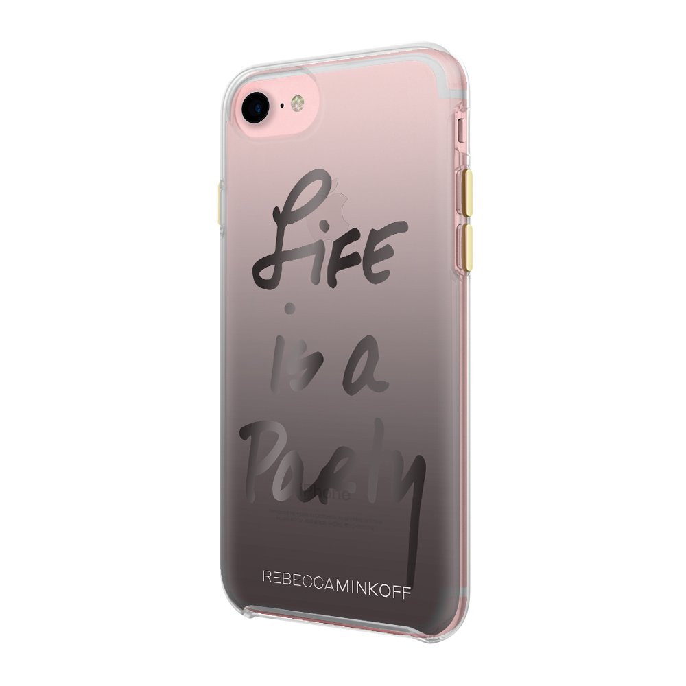Rebecca Minkoff Designer iPhone 7 Case - Double Up Protective Phone Cover [Life is a Party Black/Black Foil] | Slim Shockproof Cover for Everyday Use, Work & Travel