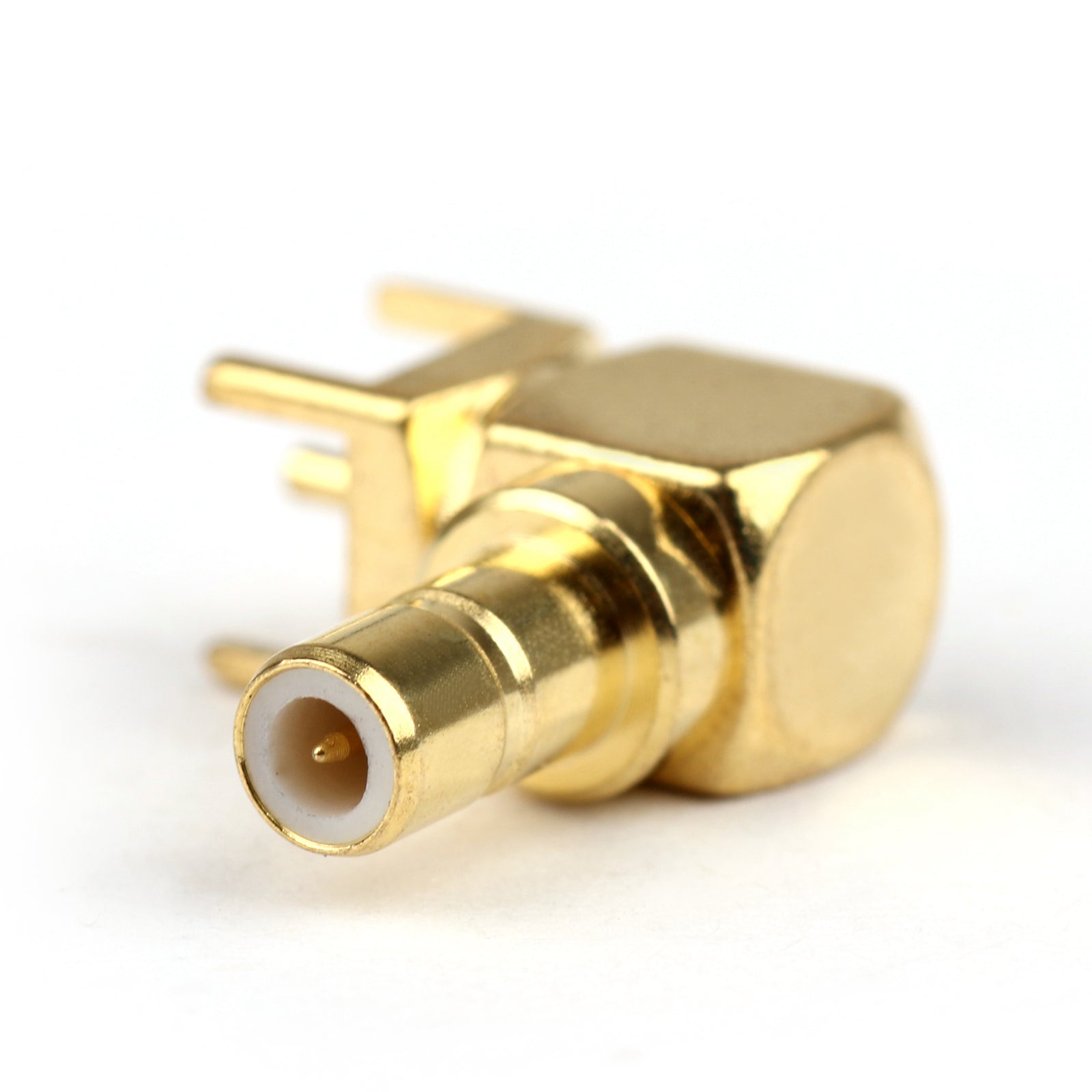 10-Pack SMB Male Right Angle Connector - 90° Bulkhead Solder PCB Mount 5.08mm Pitch - Perfect for RF Antenna, Cable Assembly & PCB Circuit Board Connections