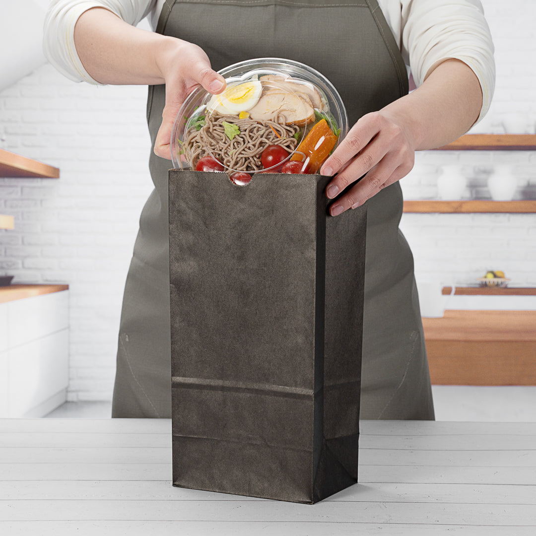 Premium Black Paper Bags 8 lb Capacity - 6 x 4 x 11.75 Inches - Pack of 100 - Ideal for Retail, Gift Packaging & Party Favors | Eco-Friendly Kraft Paper Shopping Bags