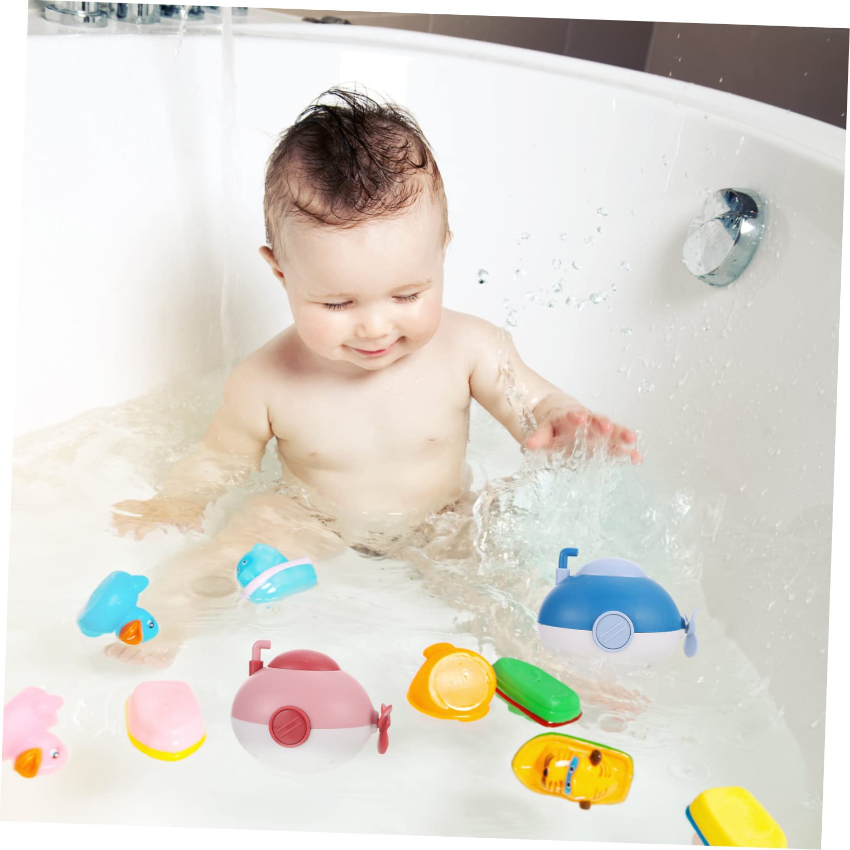 VICASKY 4-Piece Animal Bath Toys Set - Cute Crab Shaped Bathtub Toys for Toddlers & Kids - Non-Toxic ABS Plastic Bathing Fun for Baby Shower, Pool Party & Sensory Play