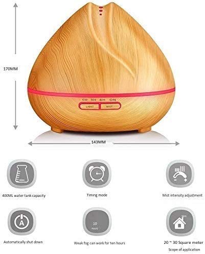 400ml Essential Oil Diffuser - Aromatherapy Cool Mist Humidifier with 7 Color Changing LED Lights & Auto Shut-Off | Perfect for Home, Office, Yoga Studio & Bedroom Relaxation (Yellow)