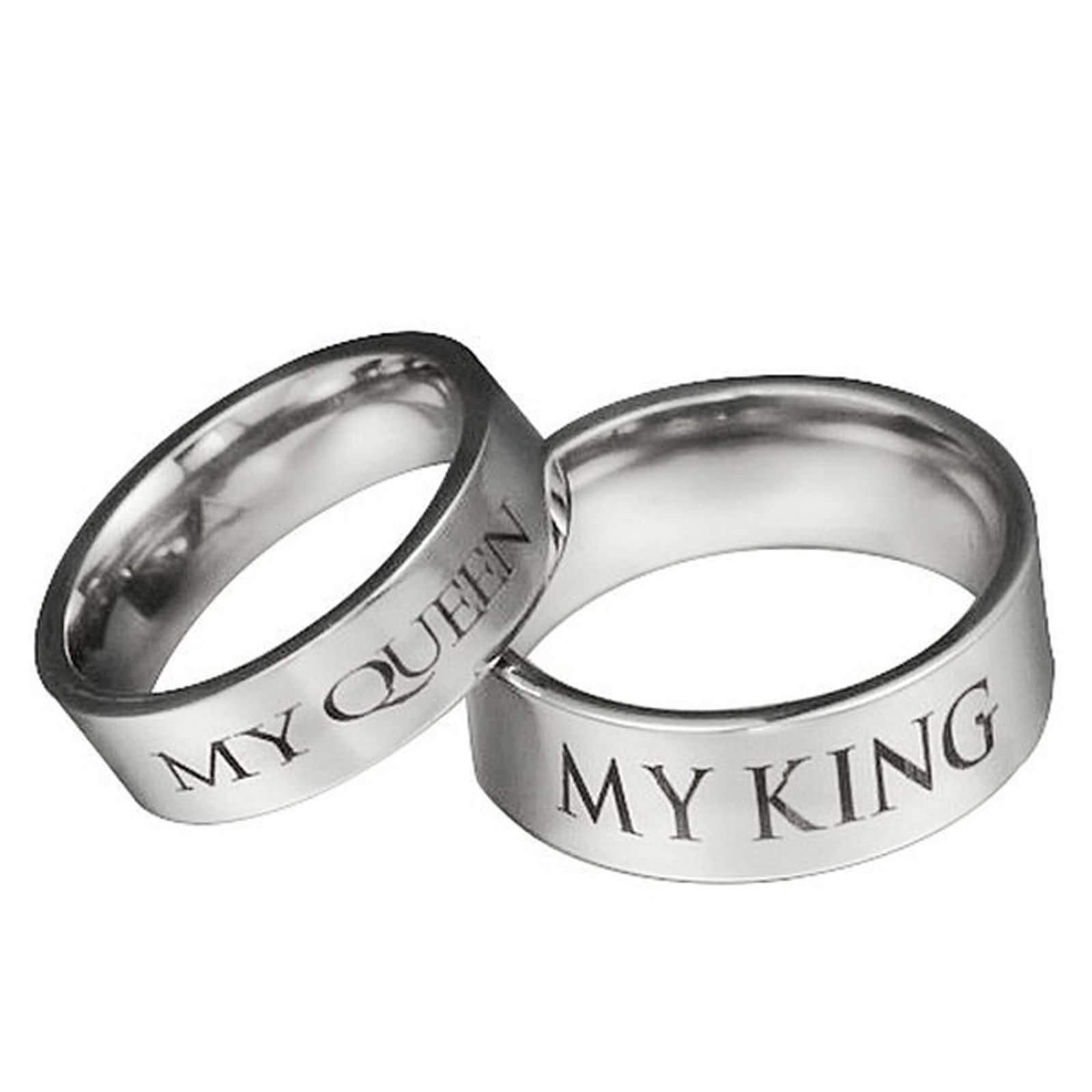 Stainless Steel Wedding Ring Sets for Men & Women - Engraved 'My Queen & My King' Silver Couple Bands (Sizes 6-12) - Perfect for Valentine's Day, Anniversaries & Romantic Gifts