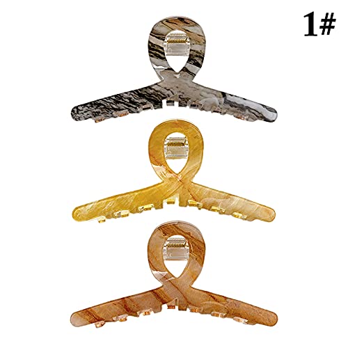 SalLady 3PCS Colorful Acrylic Hair Claw Clips - Non-Slip Strong Grip Hair Barrettes for Women & Girls | Perfect for School, Work, Parties & Everyday Hairstyles