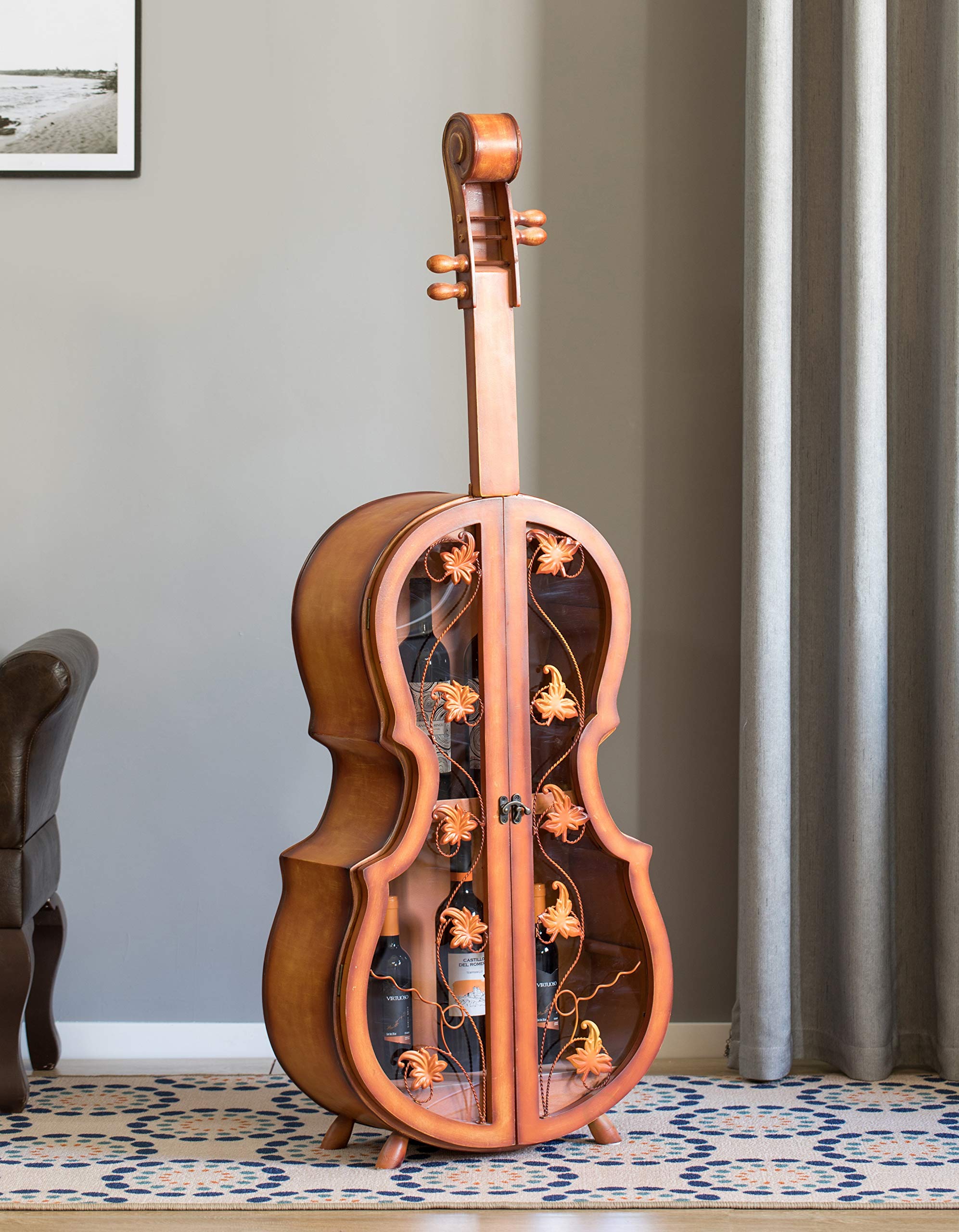 4.5 Feet Tall Violin-Shaped Cabinet with 2 Shelves & Clear Acrylic Double Doors - Perfect for Displaying Collectibles, Instruments, or Home Decor