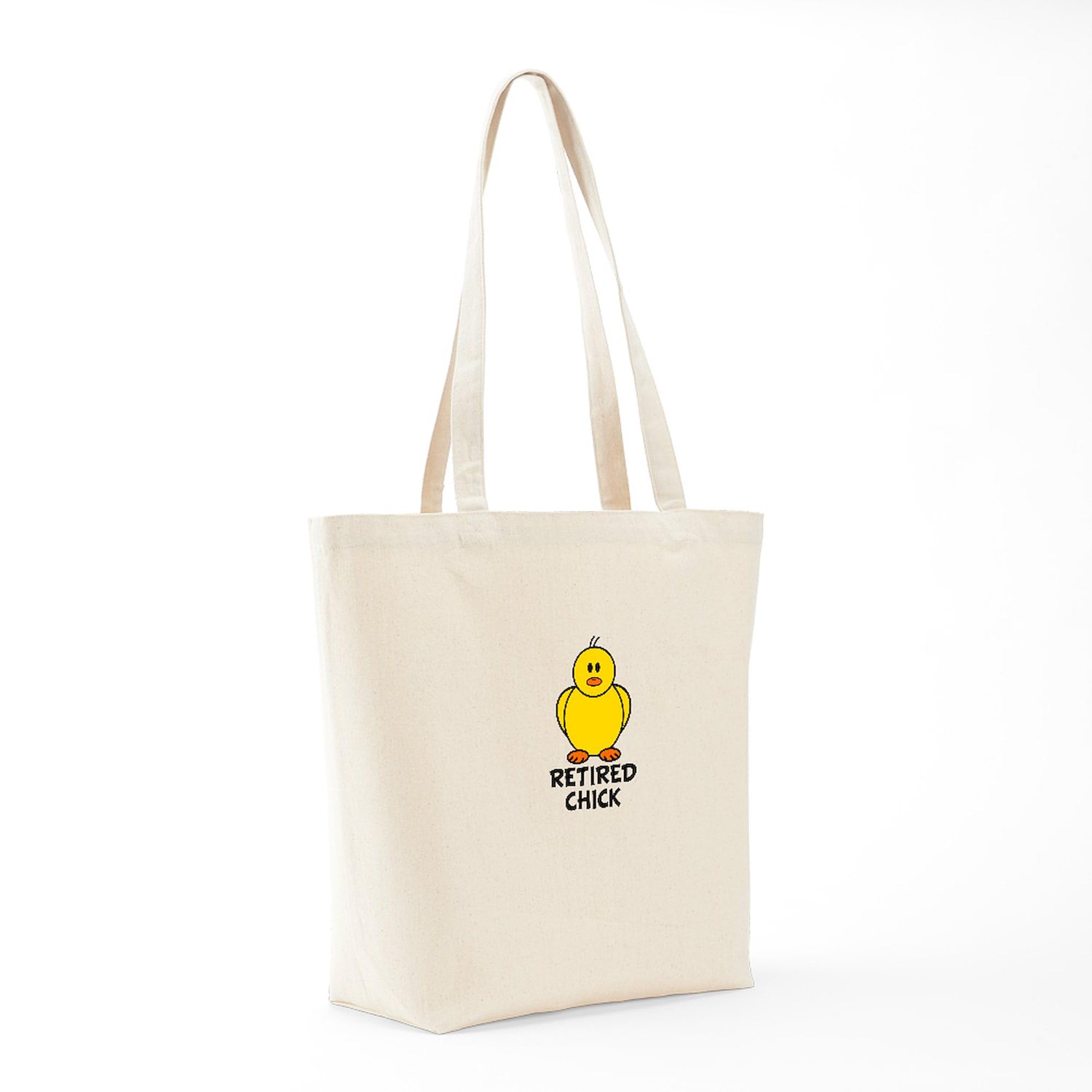 Retired Chick Tote Bag - Natural Canvas Reusable Shopping Bag for Women | Eco-Friendly Grocery Tote for Beach, Market & Everyday Use