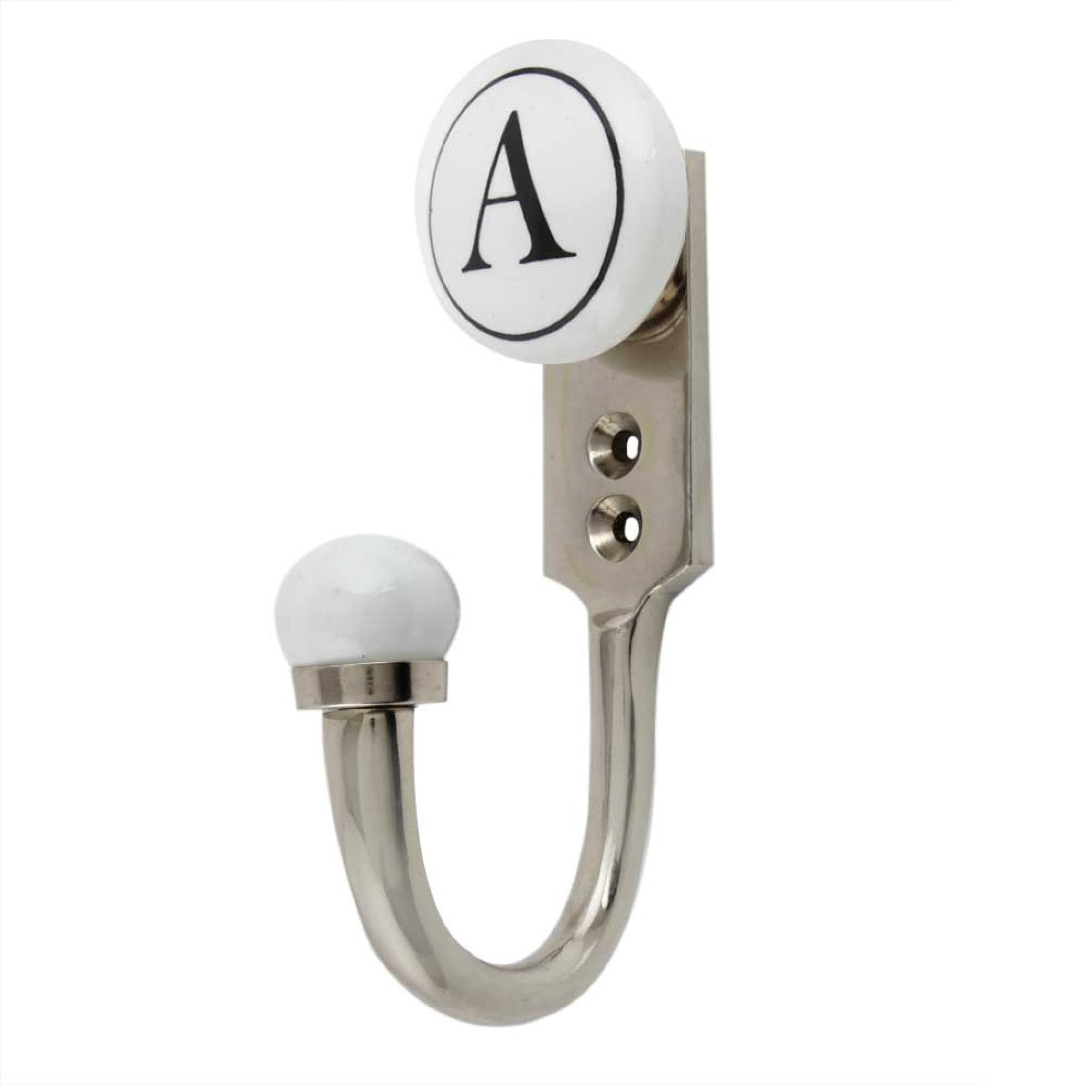 Alphabet A Ceramic Wall Hook - Decorative Letter Hook for Keys, Hats & Coats - Perfect for Nursery, Bedroom & Entryway Organization