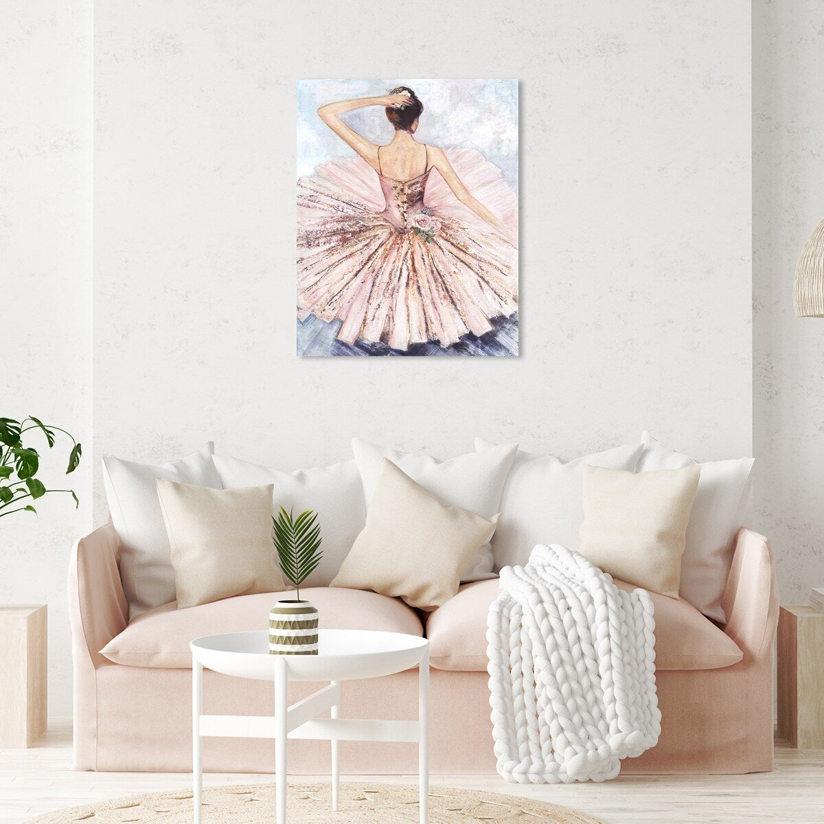 Ballet Dancer Tutu Glam Pink Roses Canvas Wall Art Print - Elegant Home Decor for Living Room, Bedroom & Nursery - Perfect Gift for Ballet Lovers & Dance Enthusiasts