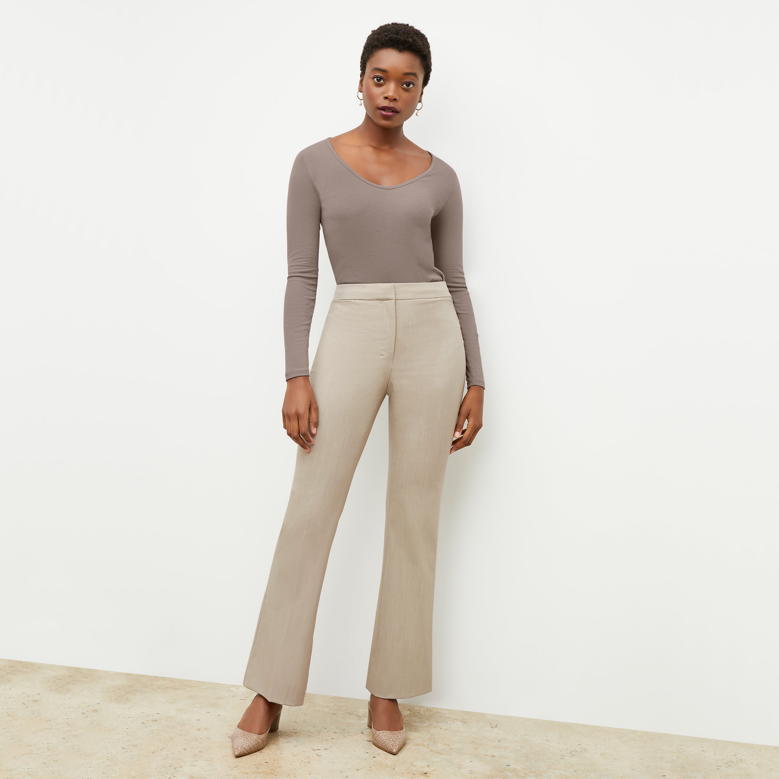 Horton Pant - Washable Wool Twill Pants for Men & Women | Natural Melange Color | Comfortable Office Wear & Casual Outfits
