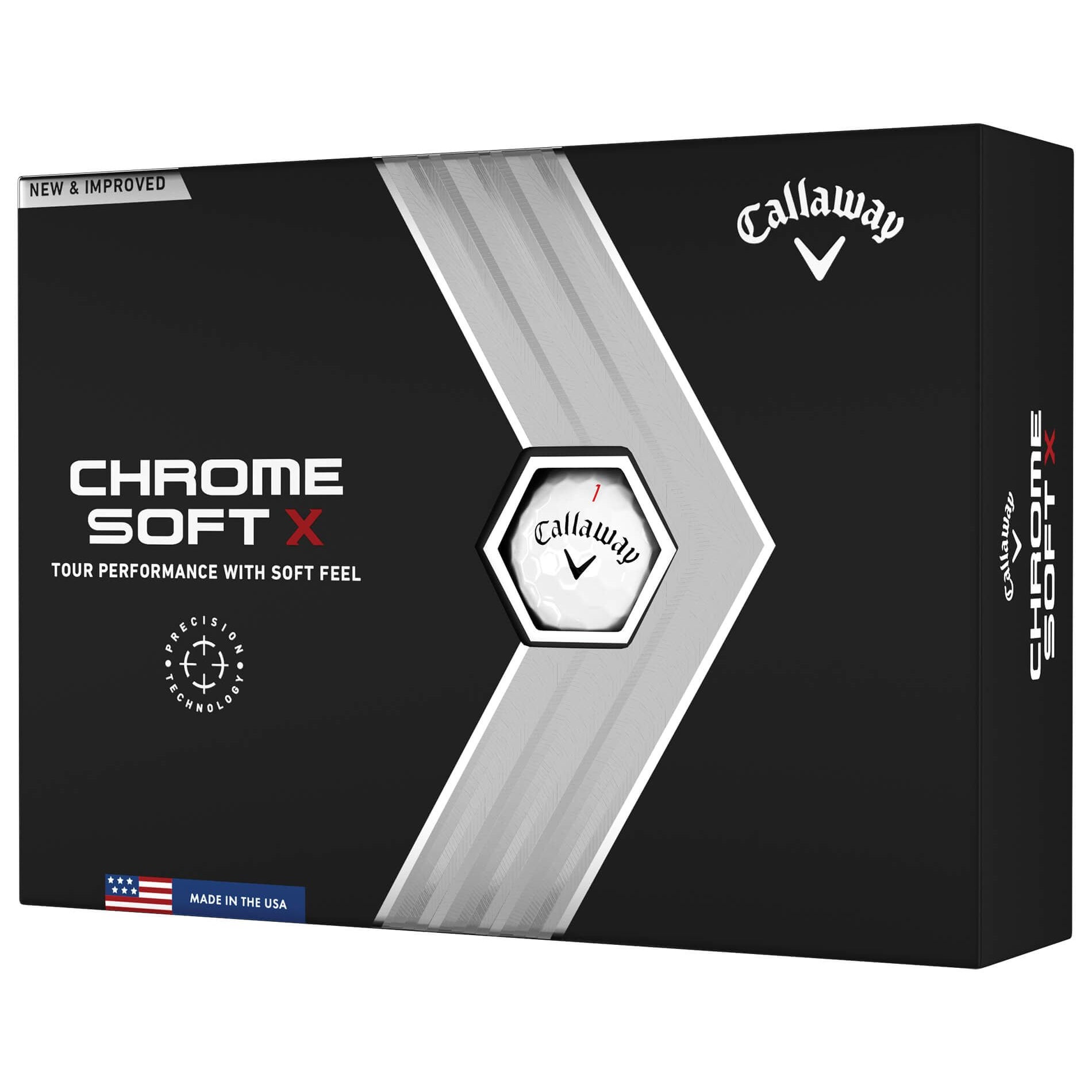 Callaway Chrome Soft X Golf Balls - Premium High Performance Golf Balls for Distance & Control (12 Pack/Dozen) - Perfect for Low Handicap Players & Tournament Play