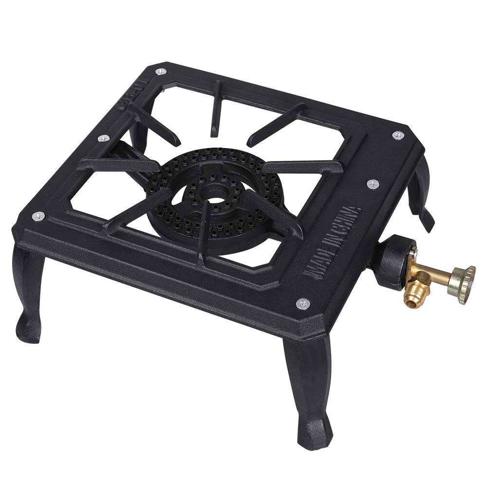 Portable Cast Iron Propane Gas Stove Burner for Outdoor Camping, BBQ, Picnics & Backpacking - LPG Compatible (Adapter Not Included) - Perfect for Grilling, Tailgating & Emergency Cooking