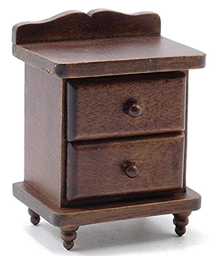 Handmade Miniature Walnut Nightstand for Dollhouse - 1:12 Scale Wooden Furniture - Perfect for DIY Dollhouse Decor, Collectors & Model Building - Great for Bedroom Scenes & Victorian Style Dollhouses