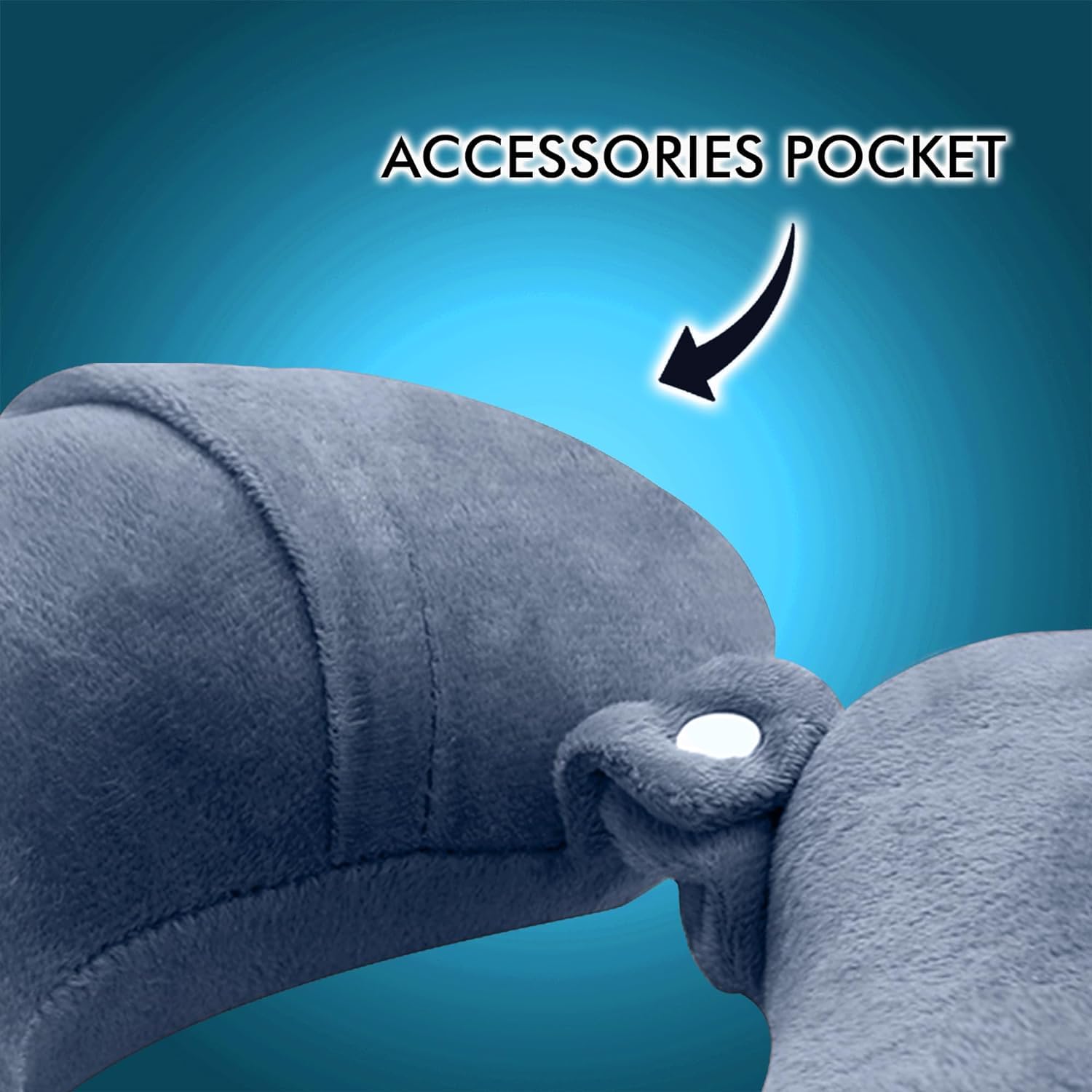 Premium Travel Neck Pillow for Airplane, Car & Office - Comfortable Memory Foam Head Rest Support - Ergonomic Semicircular Design - Unisex Blue Neck Pillow for Sleeping, Long Flights & Commuting
