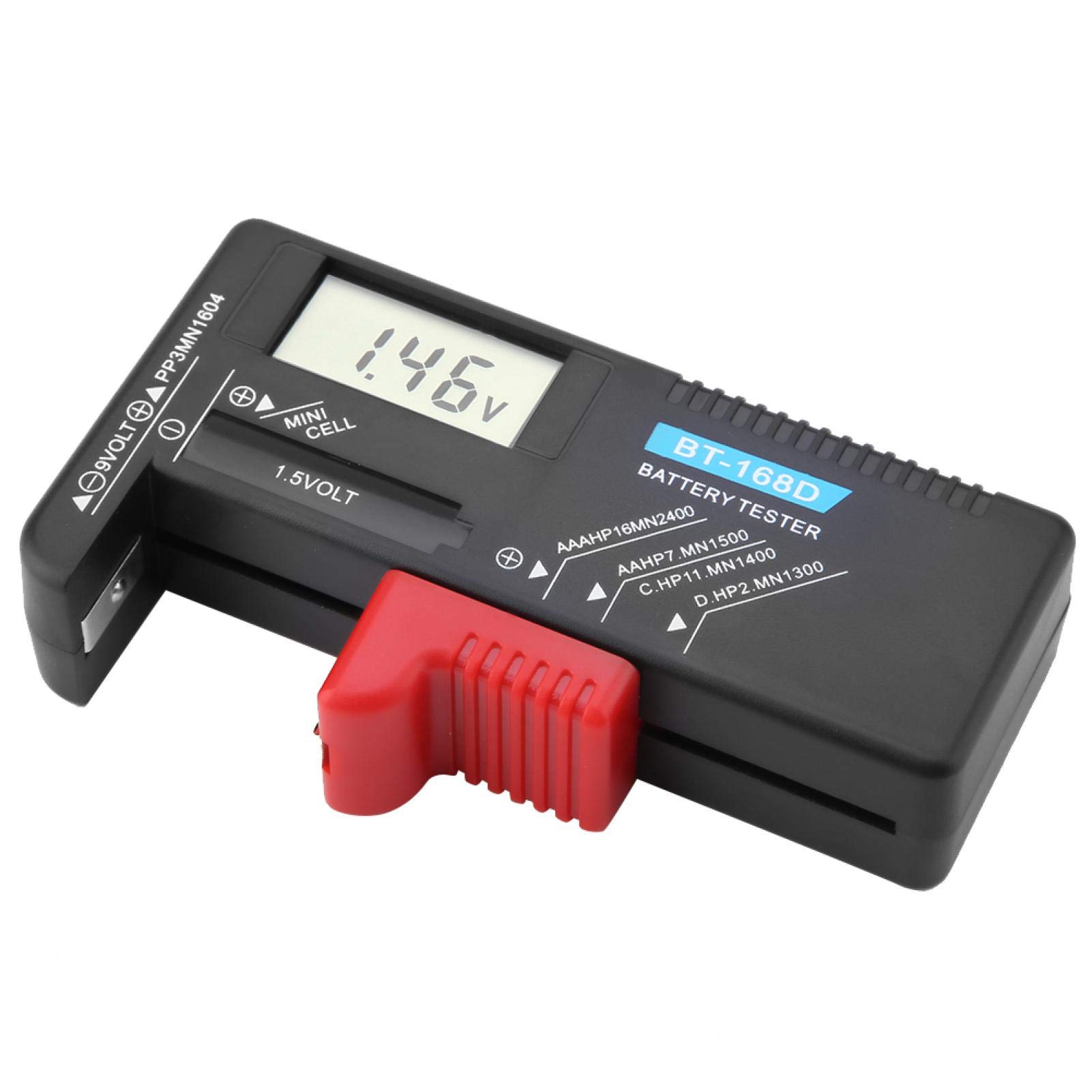 BT-168D Universal Digital Battery Tester - Accurate Voltage Meter for AA AAA C D 9V 1.5V Batteries - Perfect for Home, Office & Emergency Kits
