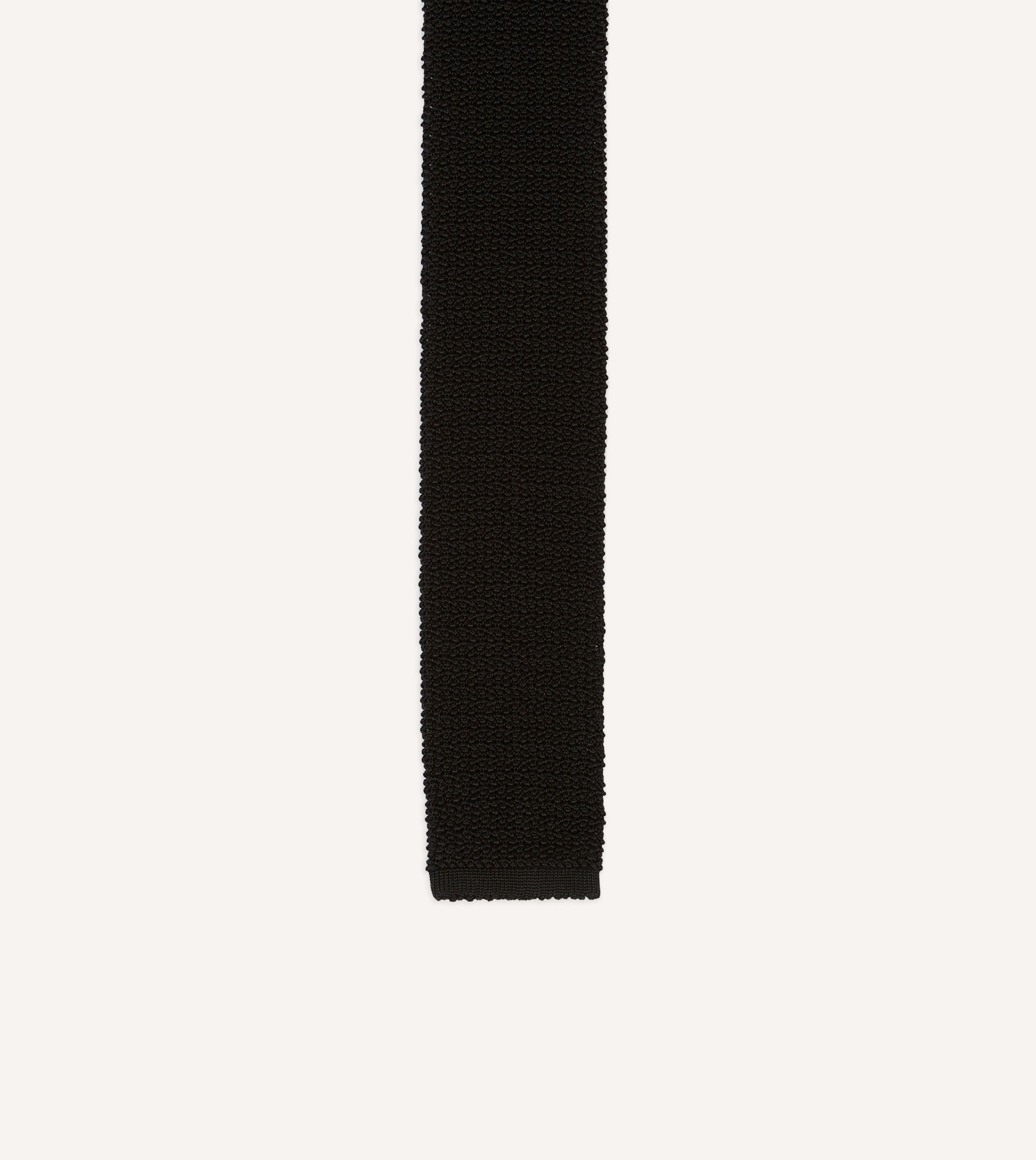 Drake's by A. Levine Black Knitted Silk Tie for Men - Premium Business & Formal Necktie for Weddings, Office & Special Occasions