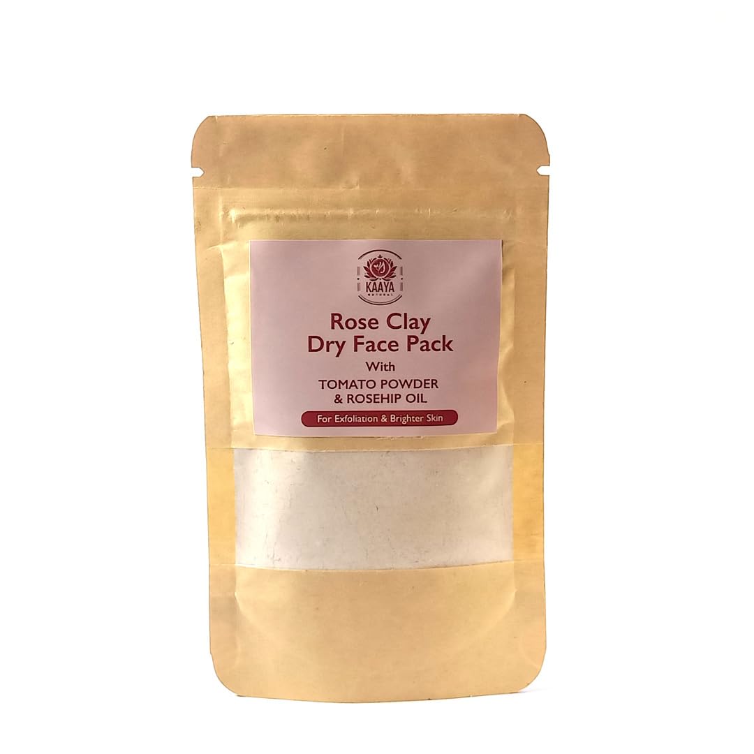 Kaaya Natural Rose Clay Dry Face Pack - 100% Natural Skin Whitening & Cleansing Mask for All Skin Types | 50g | Brightens & Detoxifies Skin | Perfect for Spa Days & At-Home Skincare Routine