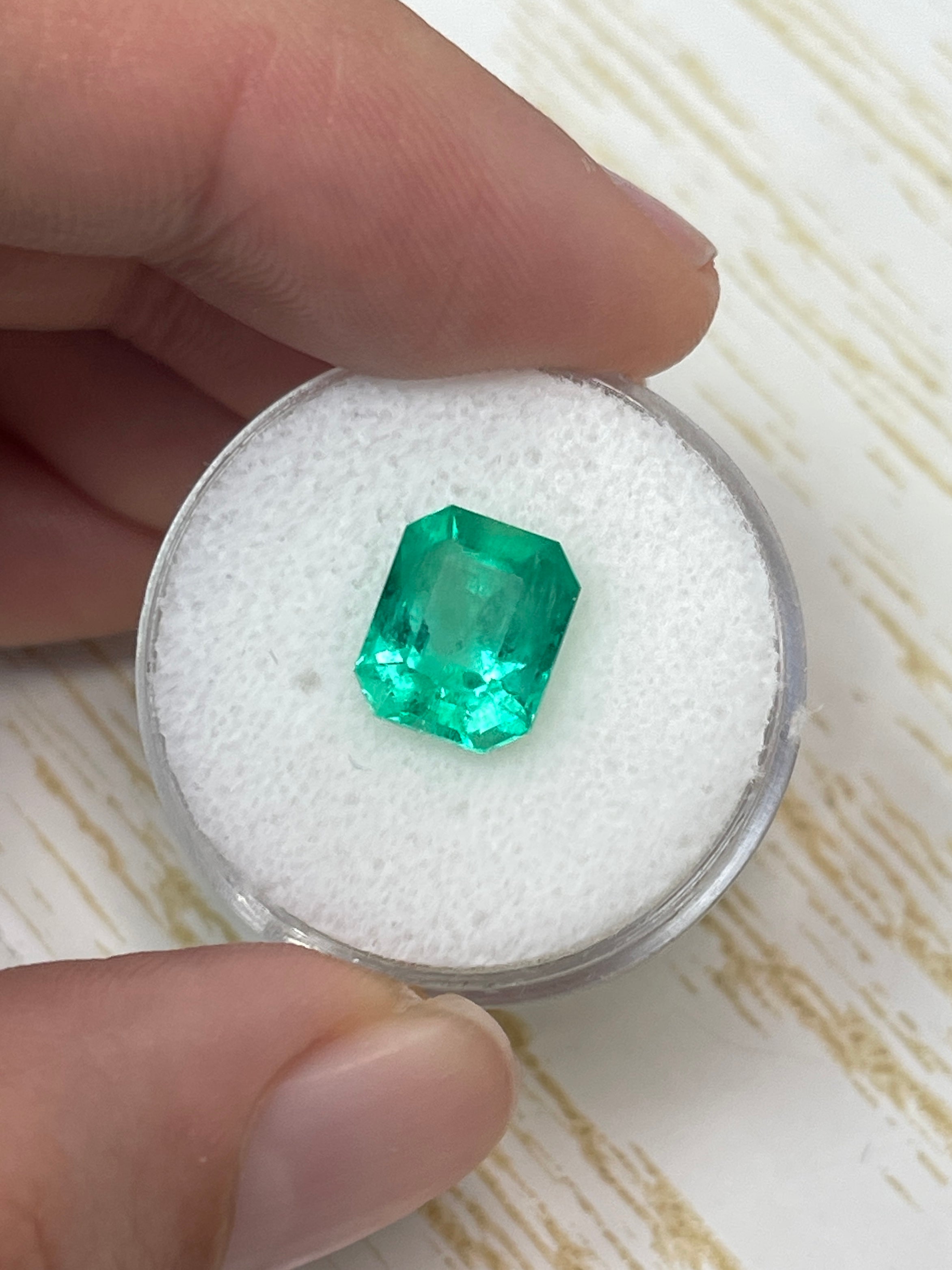 3.09 Carat 10x8mm Electric Yellowish Colombian Emerald - Emerald Cut Gemstone for Engagement Rings & Fine Jewelry | Natural Green Birthstone for May | Perfect Gift for Anniversary & Special Occasions
