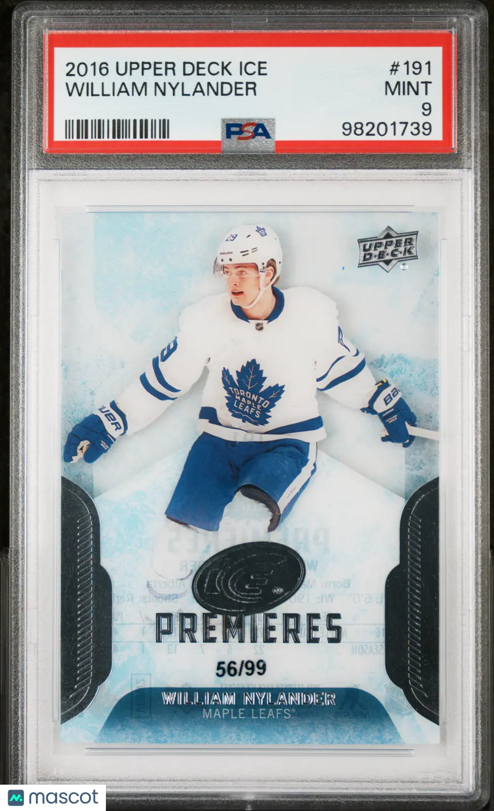 2016-17 Upper Deck Ice Hockey William Nylander Rookie Clear Premieres PSA 9 /99 - Rare Hockey Card for Collectors & NHL Fans - Perfect for Sports Memorabilia Displays & Investment Collections