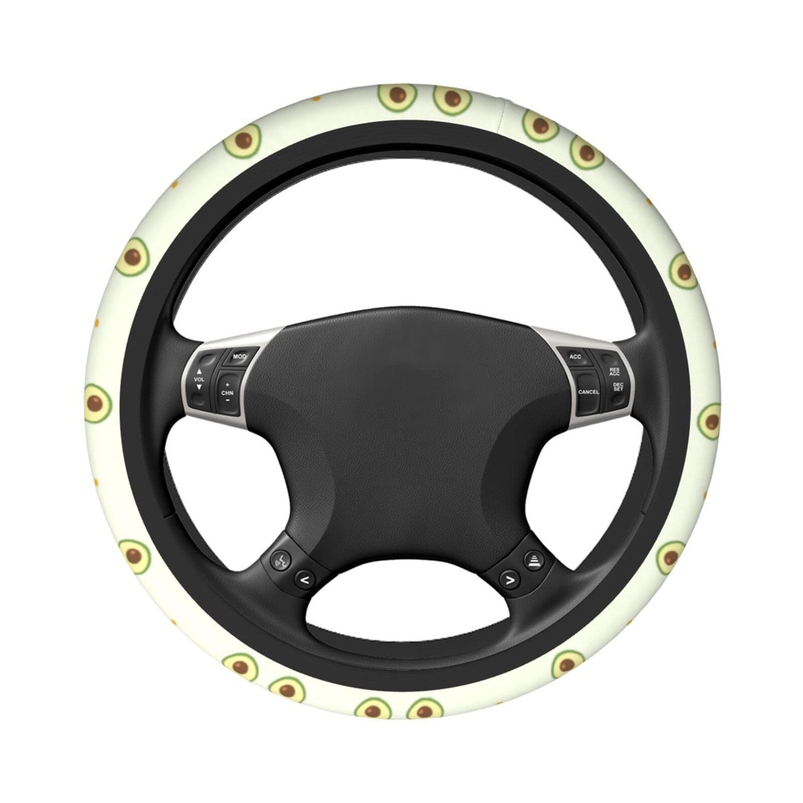 15 Inch Universal Avocado Print Neoprene Steering Wheel Cover - Cute Car Wheel Protector for Women & Teens | Perfect for Summer Road Trips, Commuting & Gift Giving