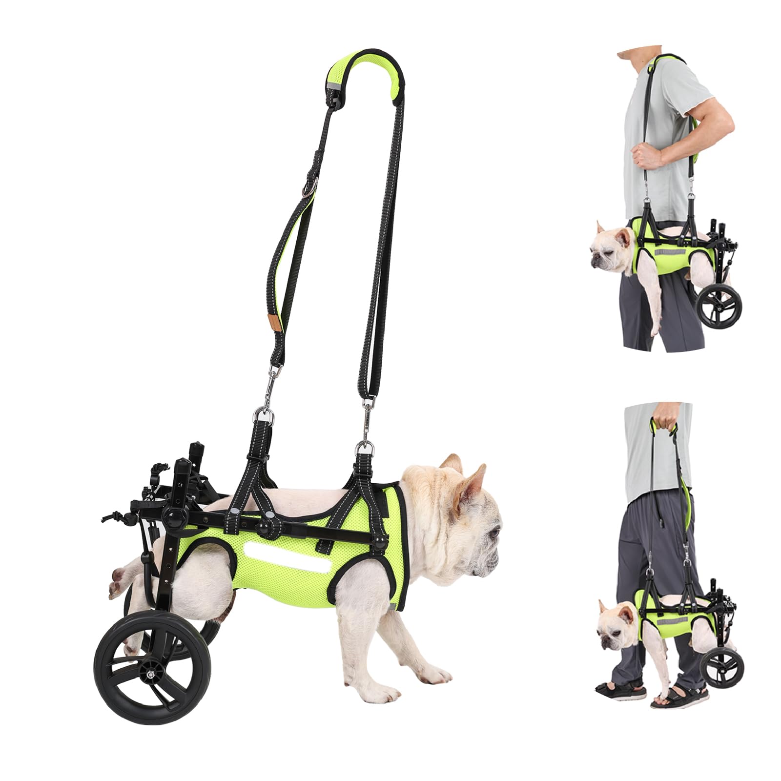 Small Dog Wheelchair for Back Legs - Adjustable Pet Mobility Aid for Arthritis, Paralysis & Injuries | Includes High-Visibility Vest, Leash & Sling Lift | Ideal for Dachshunds, Chihuahuas & Small Breed Dogs | Indoor & Outdoor Use for Disabled Pets