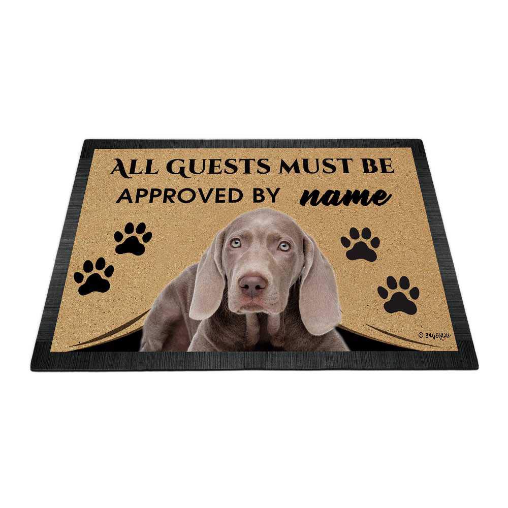 BAGEYOU Custom Doormat - All Guests Must Be Approved with Weimaraner Dog Design, Personalized Name, 35.4 x 23.6 Inch Non-Slip Welcome Mat for Front Door Entryway, Porch or Home Decor