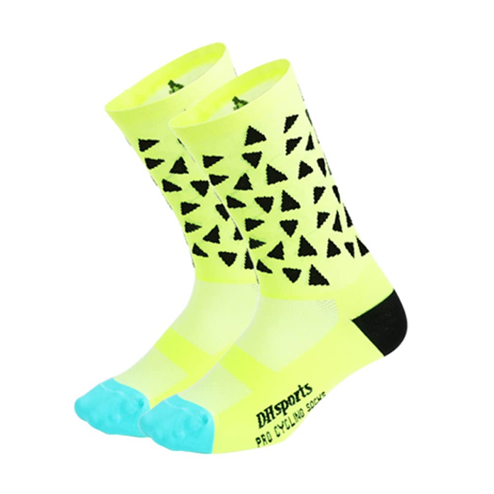 Cycling Socks Pro for Men & Women - Breathable Bike Riding Socks for XC, MTB, BMX Sports (Black, Pink, White, Green, Yellow) - Perfect for Road Cycling, Mountain Biking & Indoor Training