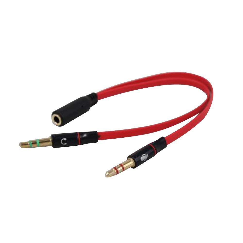3.5mm Headphone Splitter - Female to Dual Male Audio Y Cable for PC, Smartphone, Laptop - Upgraded Red Adapter for Gaming, Music, and Conference Calls