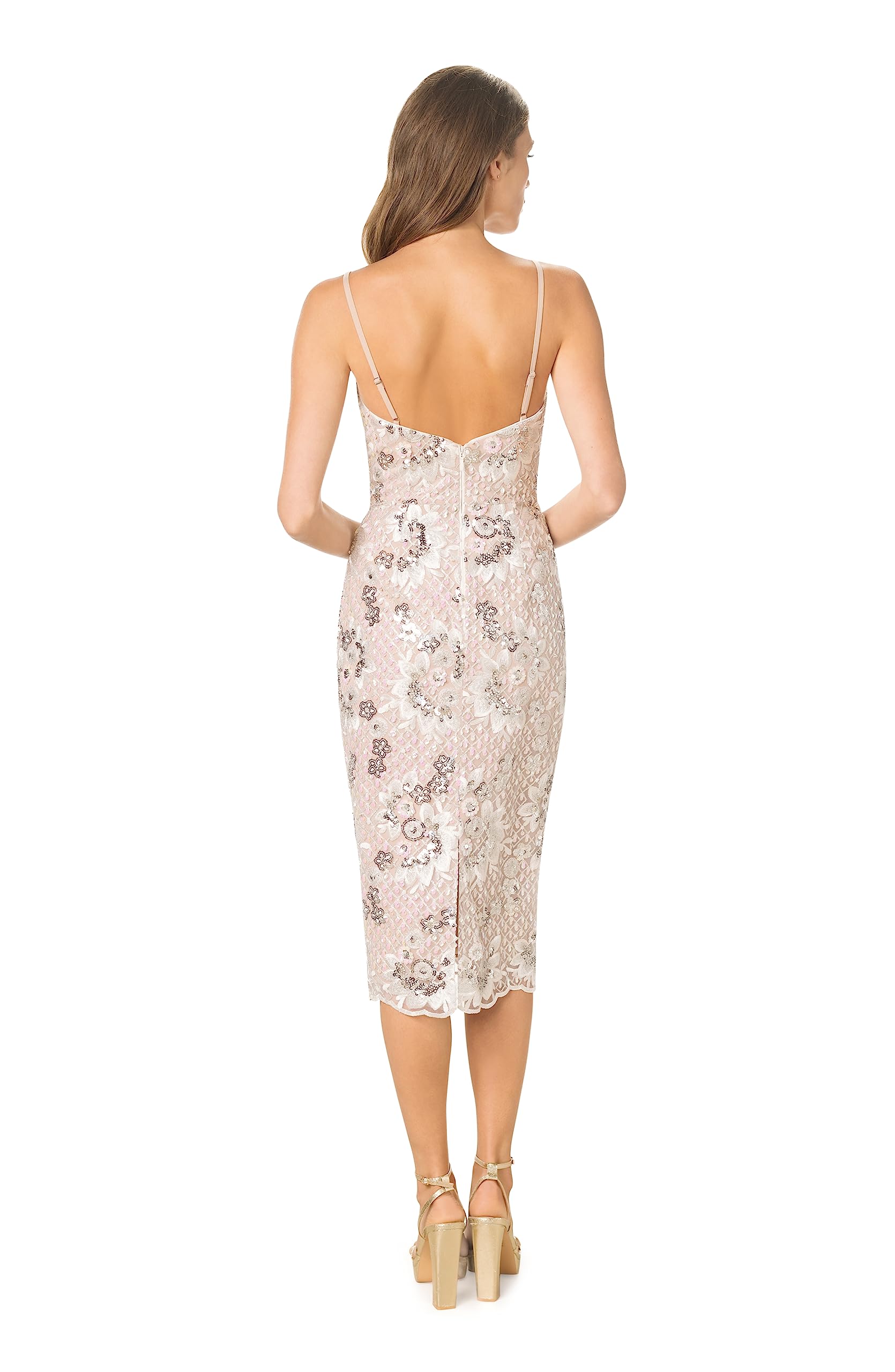 Dress the Population Women's Josselyn Bodycon Midi Dress - Slim Fit Cocktail Party Dress for Evening Events, Date Night & Special Occasions
