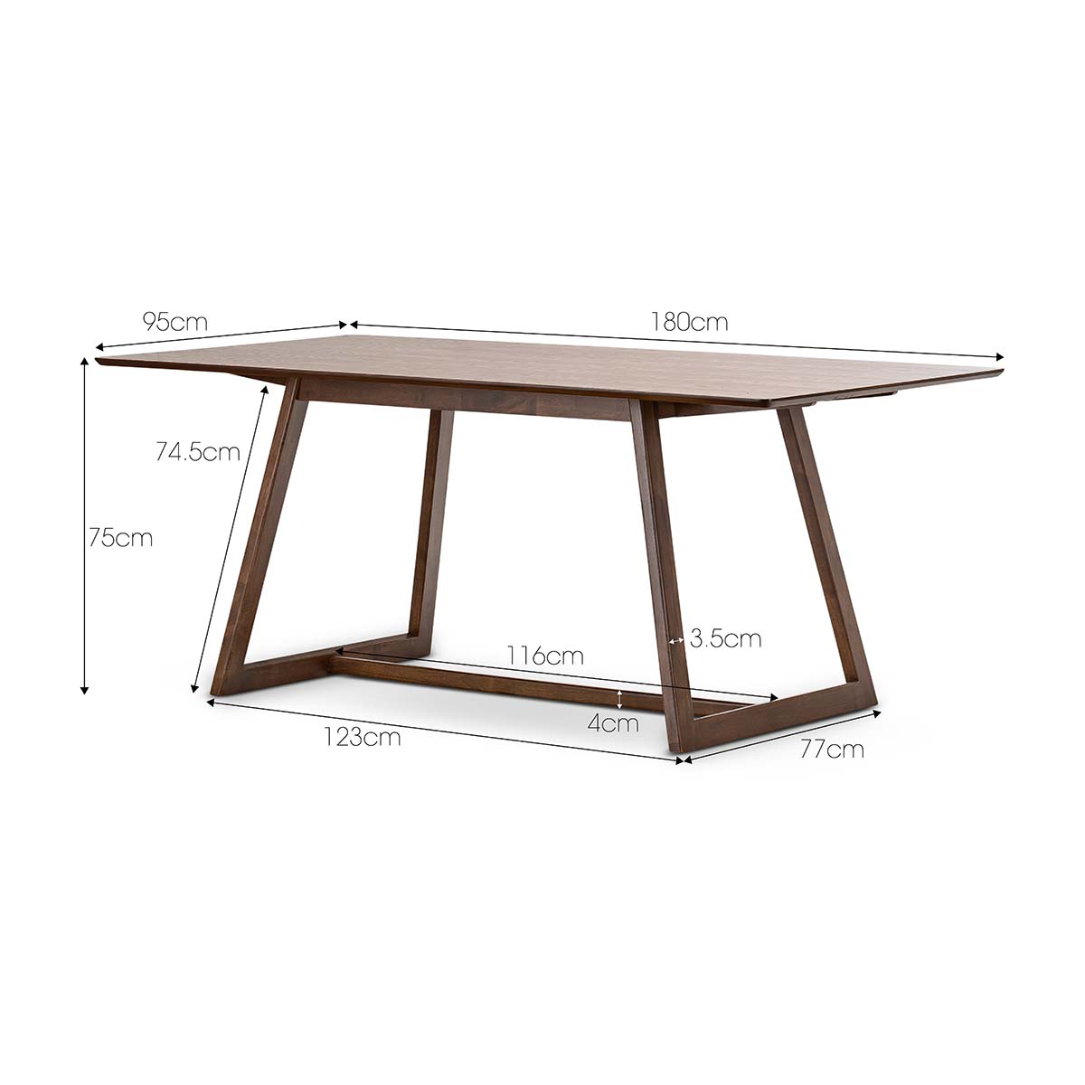 Modern Rectangular Dining Table 180cm - Solid Wood Farmhouse Style for Kitchen & Dining Room - Perfect for Family Gatherings & Dinner Parties